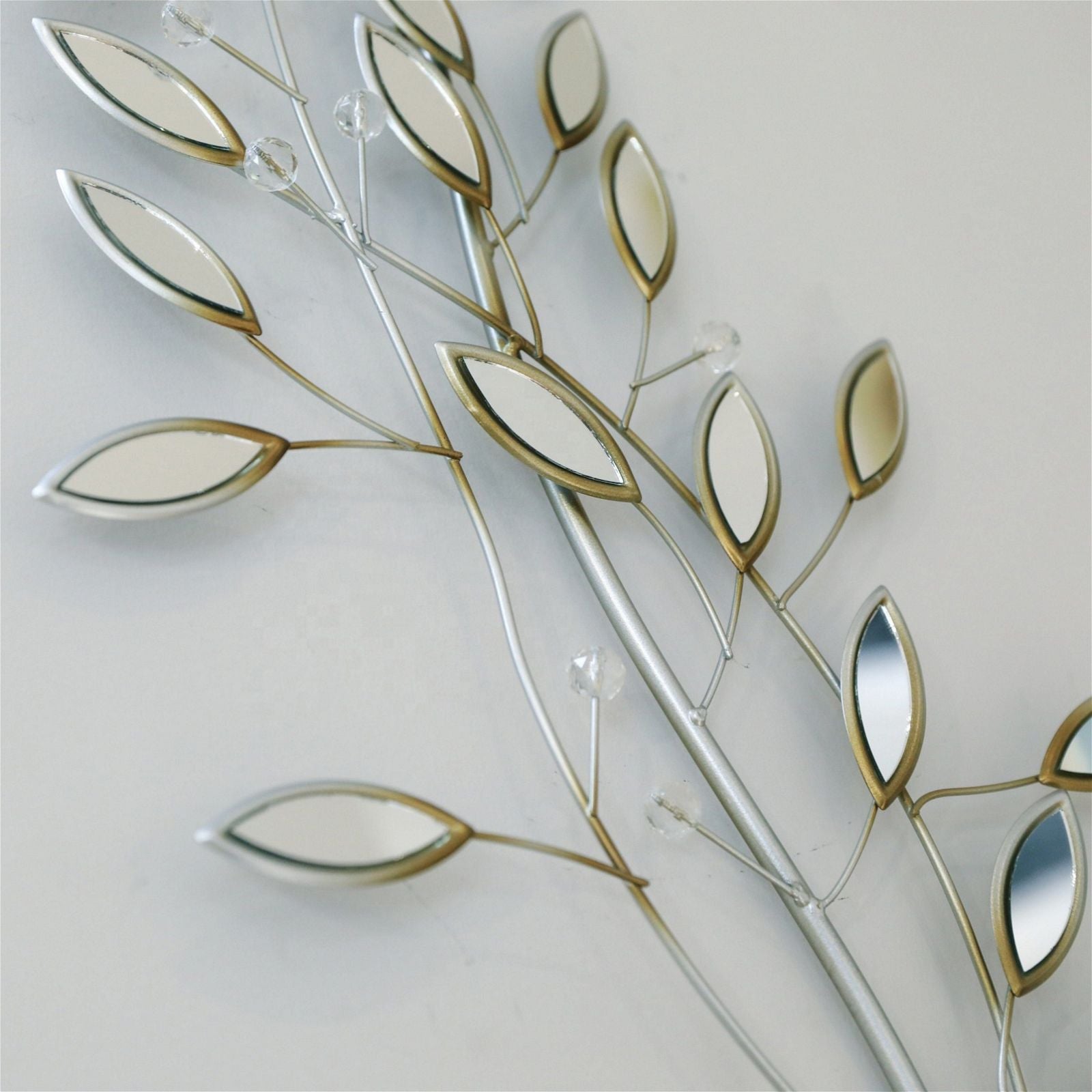 Urban Style Leaf Mirror Wall Art - Modern Botanical Decor for Living Room, Bedroom & Entryway