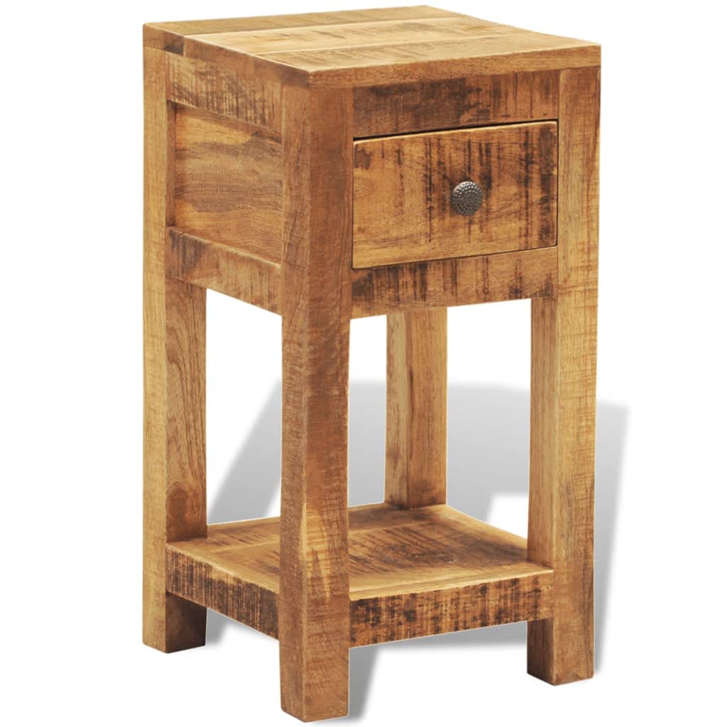 SKM Solid Mango Wood Nightstand with 1 Drawer - Bedside Table for Bedroom, Living Room & Office Furniture
