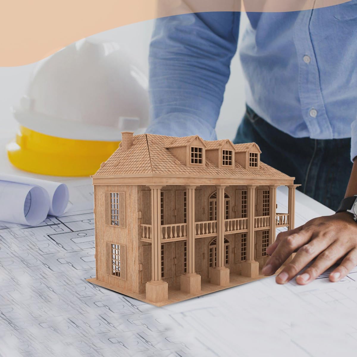 3D Wooden Puzzle DIY Doll House Kit - Historic Southern USA Tiny House Model - Premium Baltic Birch Wood Craft Kit for Family, School & Hobby | Perfect for Home Decor, Educational Projects & Creative Gifts
