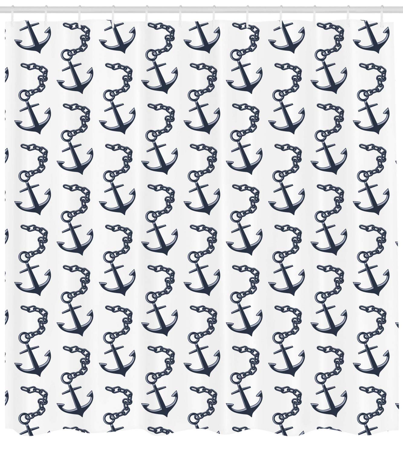 Lunarable Anchor Shower Curtain - Nautical Maritime Design on Plain Background, 105