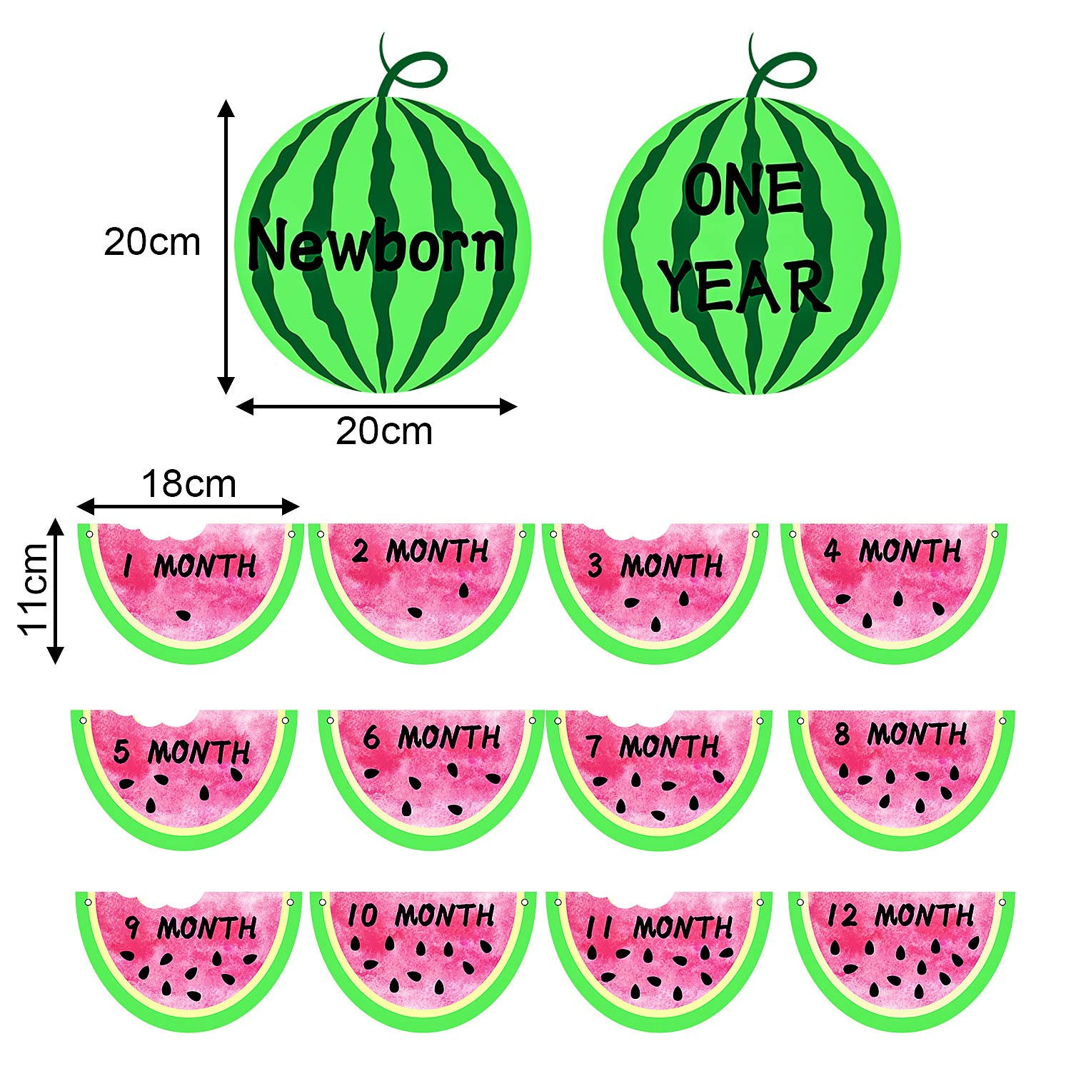 Watermelon Themed Birthday Photo Banner - Newborn to 12 Month Milestone Garland for Baby Showers & 1st Birthday Decorations | Perfect for Monthly Baby Photos, Nursery Wall Display, and Party Backdrops