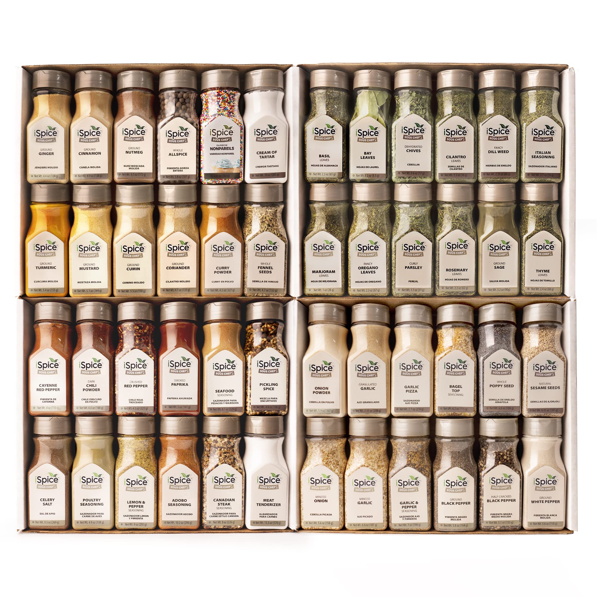 iSpice Starter Spice Set - 48 Pack Premium Herb Spices & Seasonings Kit for Cooking | Perfect Gift for Home Chefs | Ideal for Baking, Grilling & Everyday Meals