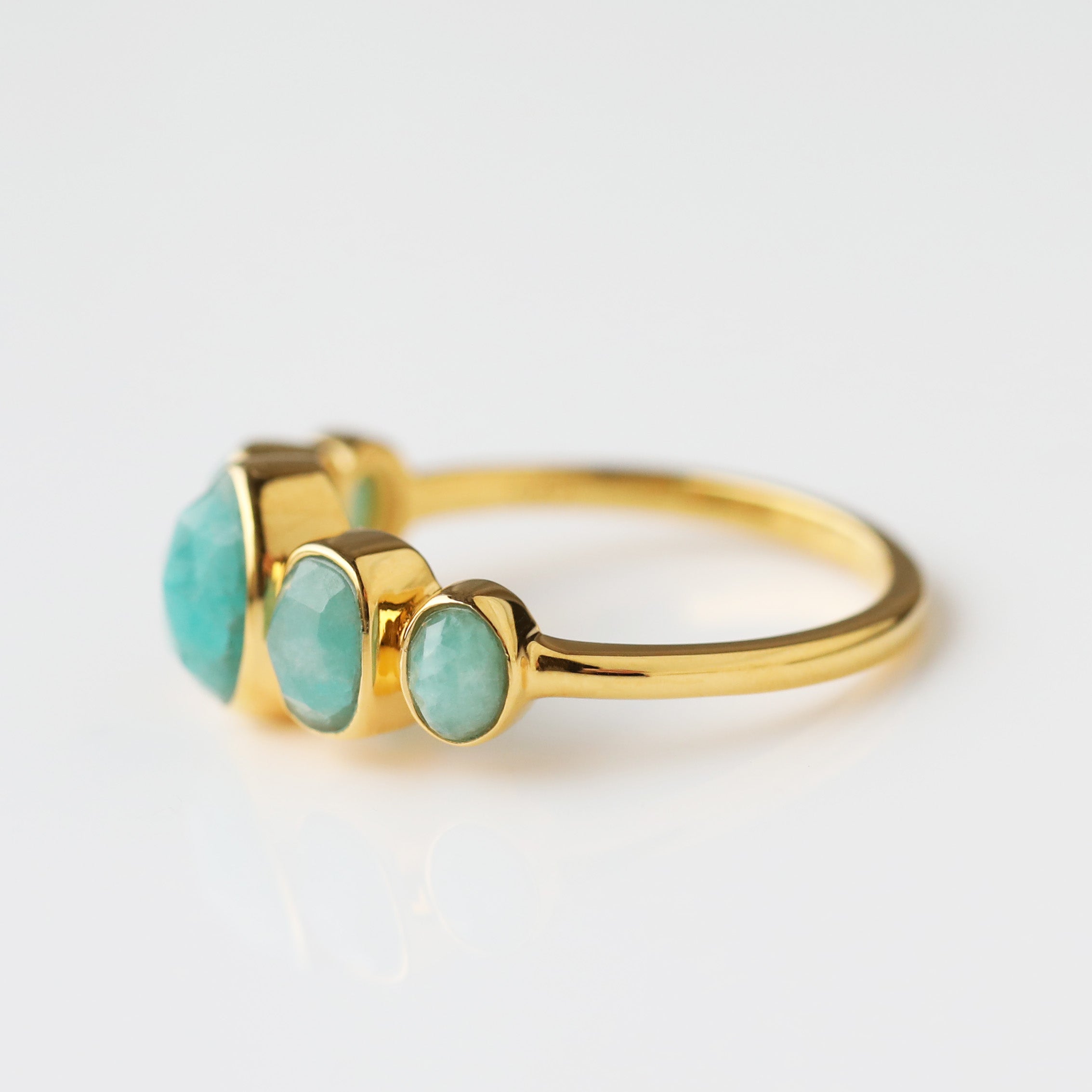 Noa Amazonite Ring for Women - Healing Crystal Jewelry, Sterling Silver Adjustable Band for Meditation, Yoga & Spiritual Gifts