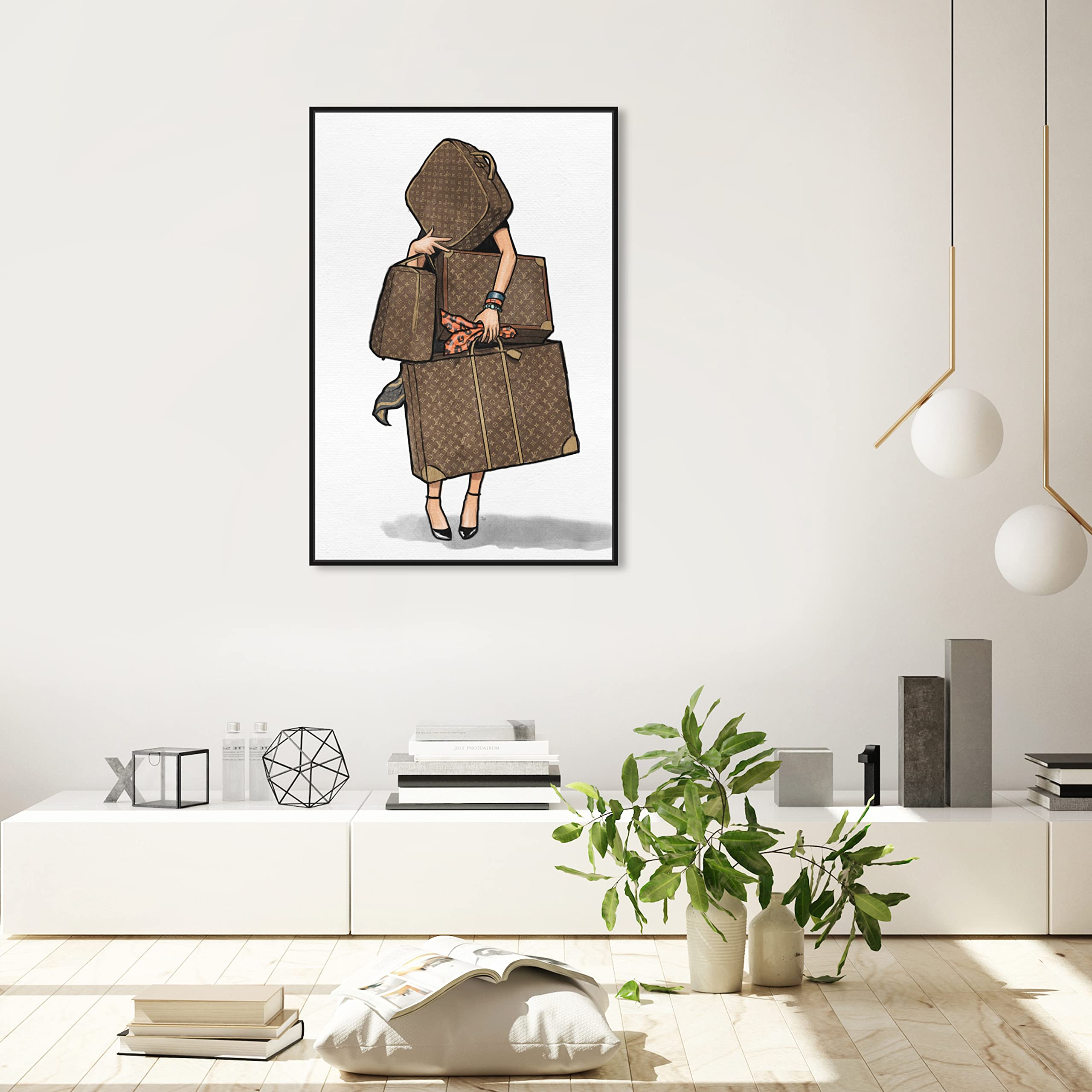 Oliver Gal Artist Co. Fashion & Glam Framed Wall Art Canvas Print - Orange Travel Themed Home Decor (24x36 Inches, Brown & White) | Perfect for Living Room, Bedroom or Office Wall Decor