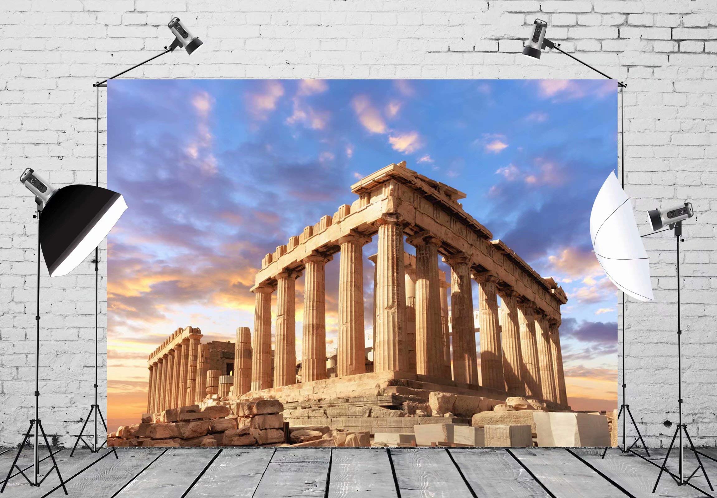 BELECO 8x6ft Ancient Greek Parthenon Temple Photography Backdrop - Acropolis Athens Greece Scenery Fabric Background for Mythology Themed Parties, Photo Shoots & Home Decor