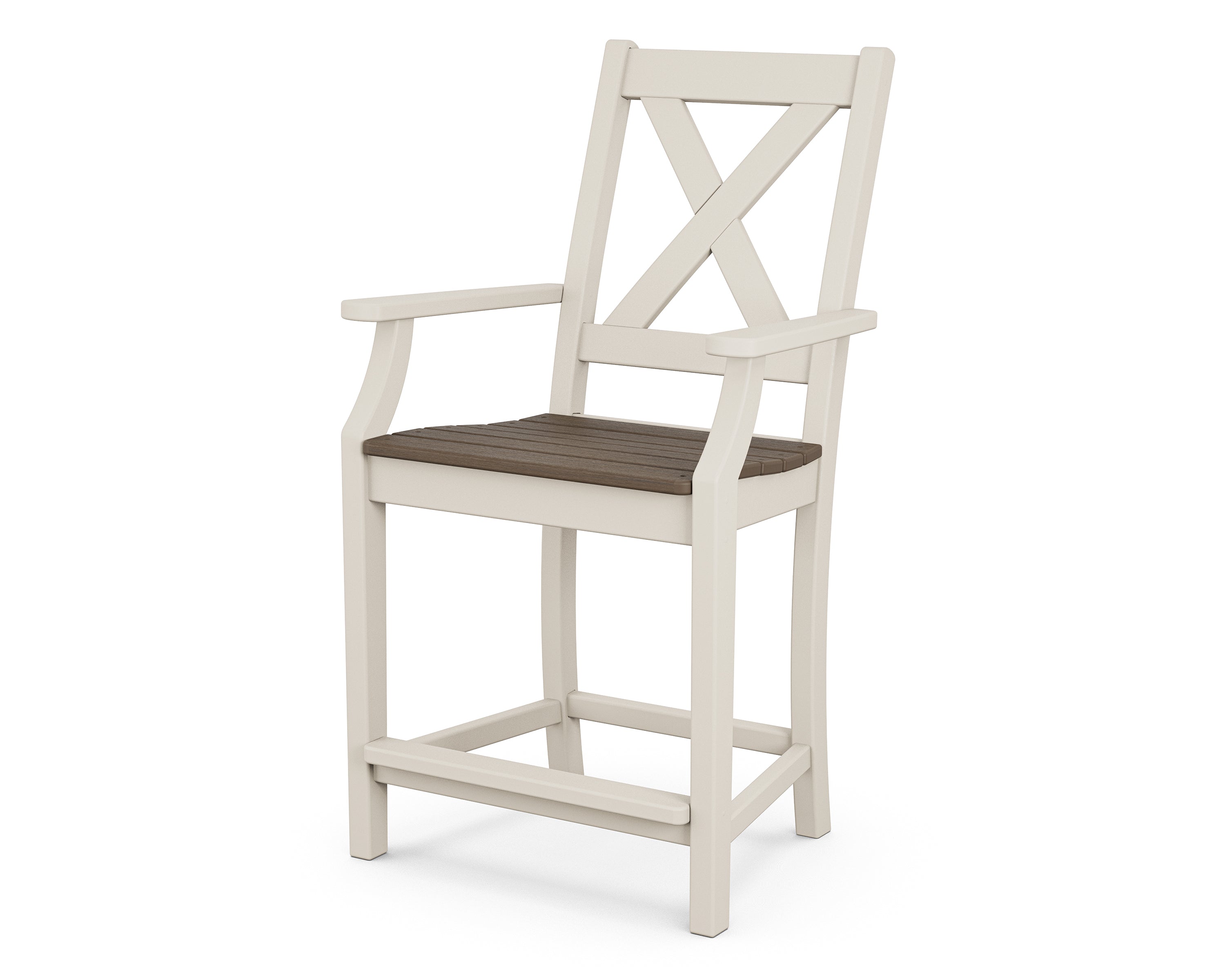 POLYWOOD Braxton Counter Height Arm Chair - Durable Outdoor & Indoor Bar Stool for Kitchen, Patio, and Dining - Weather-Resistant & Comfortable Seating
