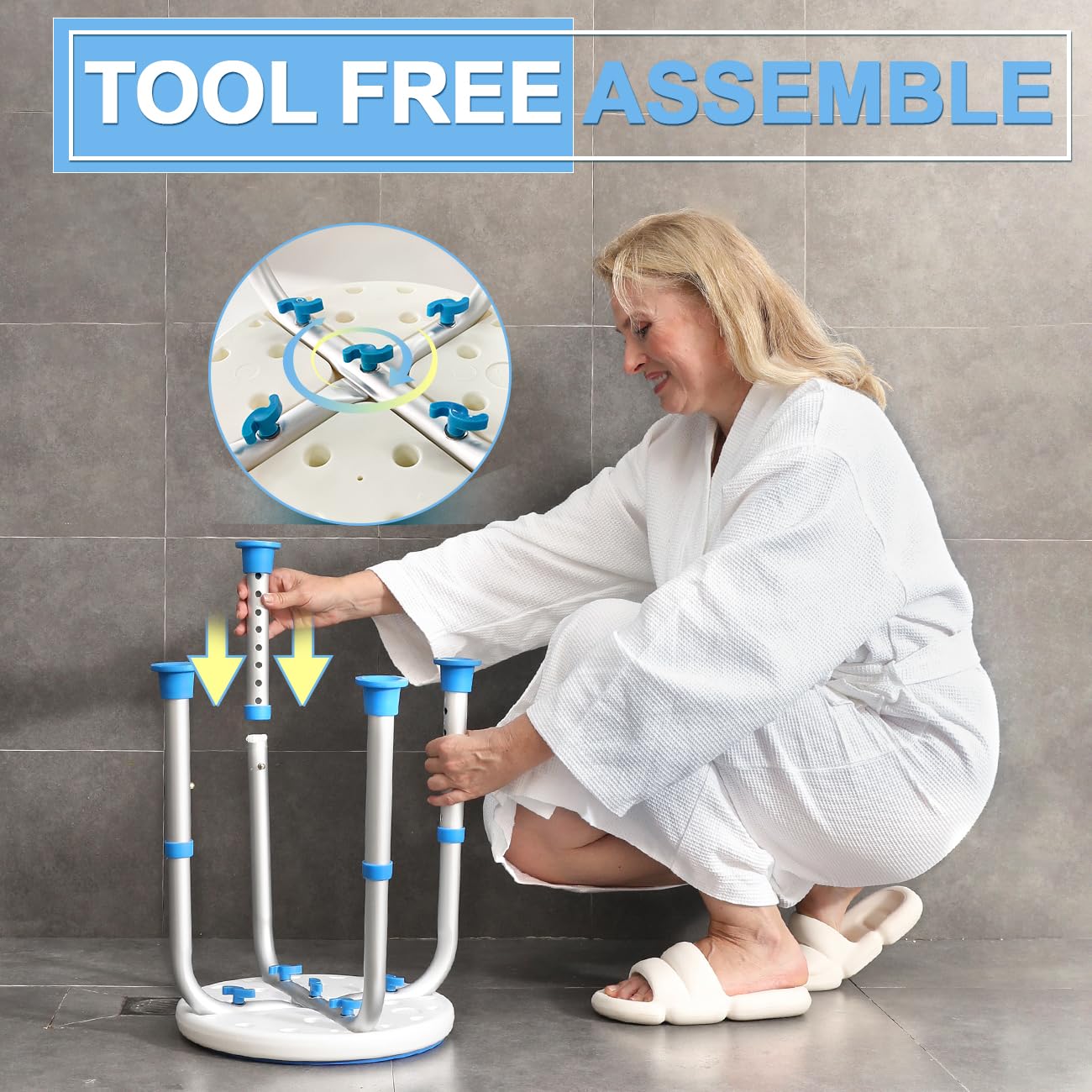 Adjustable Shower Chair for Elderly & Disabled - HSA/FSA Eligible Bath Stool with Non-Slip Feet, Tool-Free Installation for Bathtub or Shower - Ideal for Seniors, Pregnant Women & Mobility Assistance