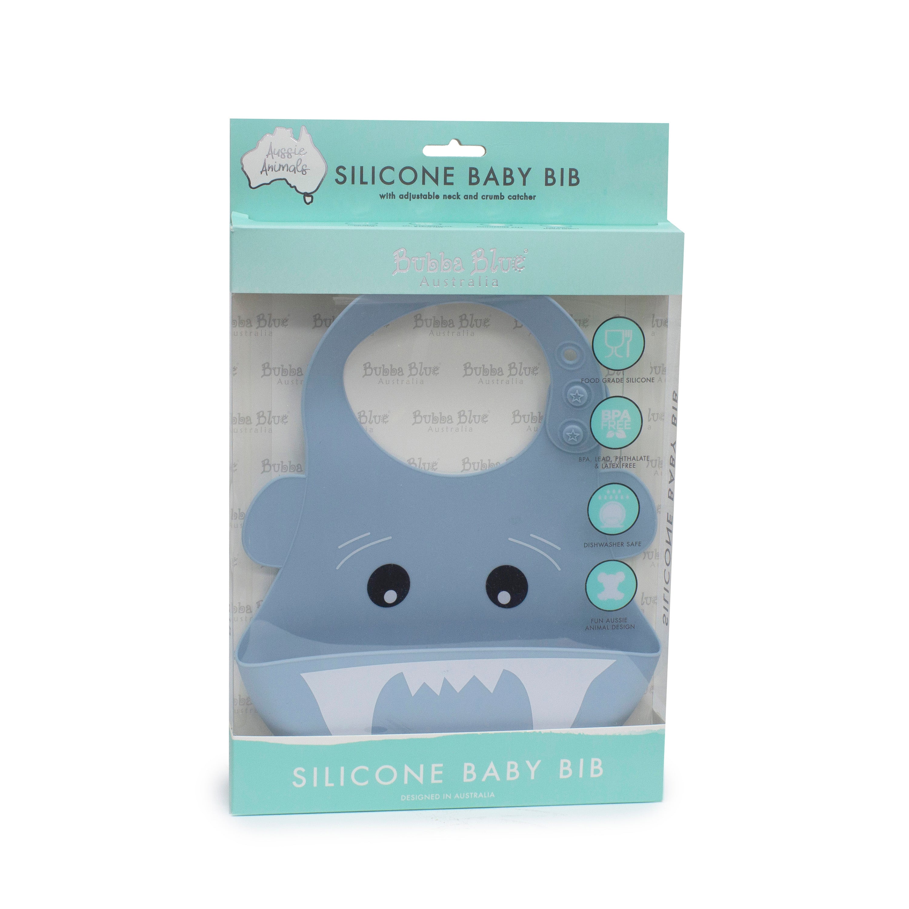 Shark Silicone Baby Bib - Cute Aussie Animals Design for Mess-Free Feeding - Perfect for Toddlers, Infants & Mealtime Fun