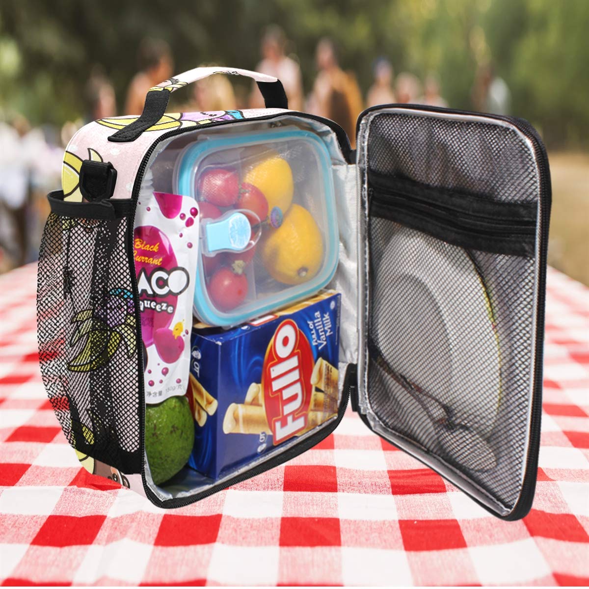 ZZXXB Insulated Cat Banana Polka Dot Lunch Bag - Reusable Thermal Cooler Tote for Kids, Students & Adults - Perfect for School, Work, Picnics & Outdoor Travel