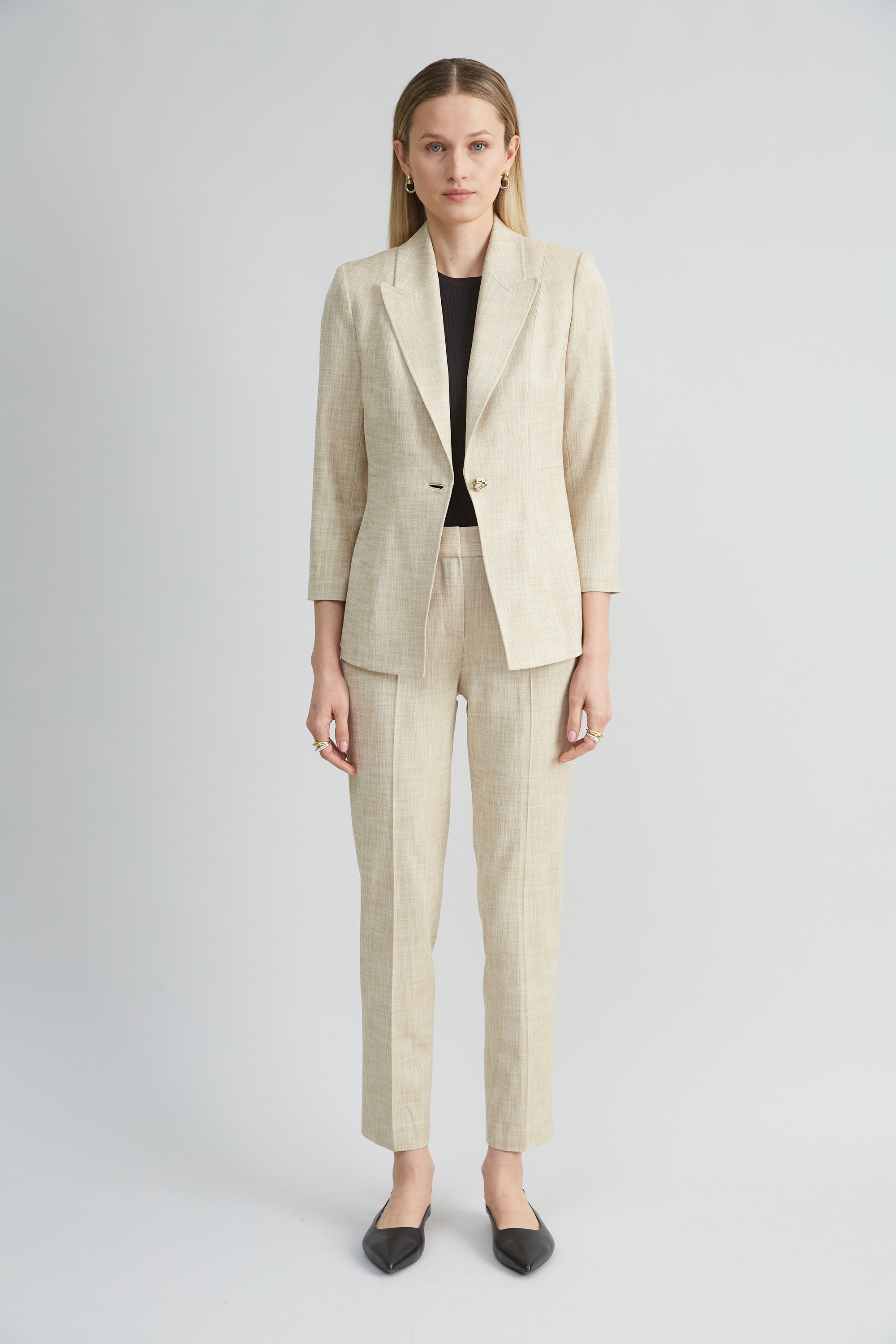 Mel Single Button Blazer E401T105 Cashew Melange - Elegant Women's Office Wear & Formal Business Attire