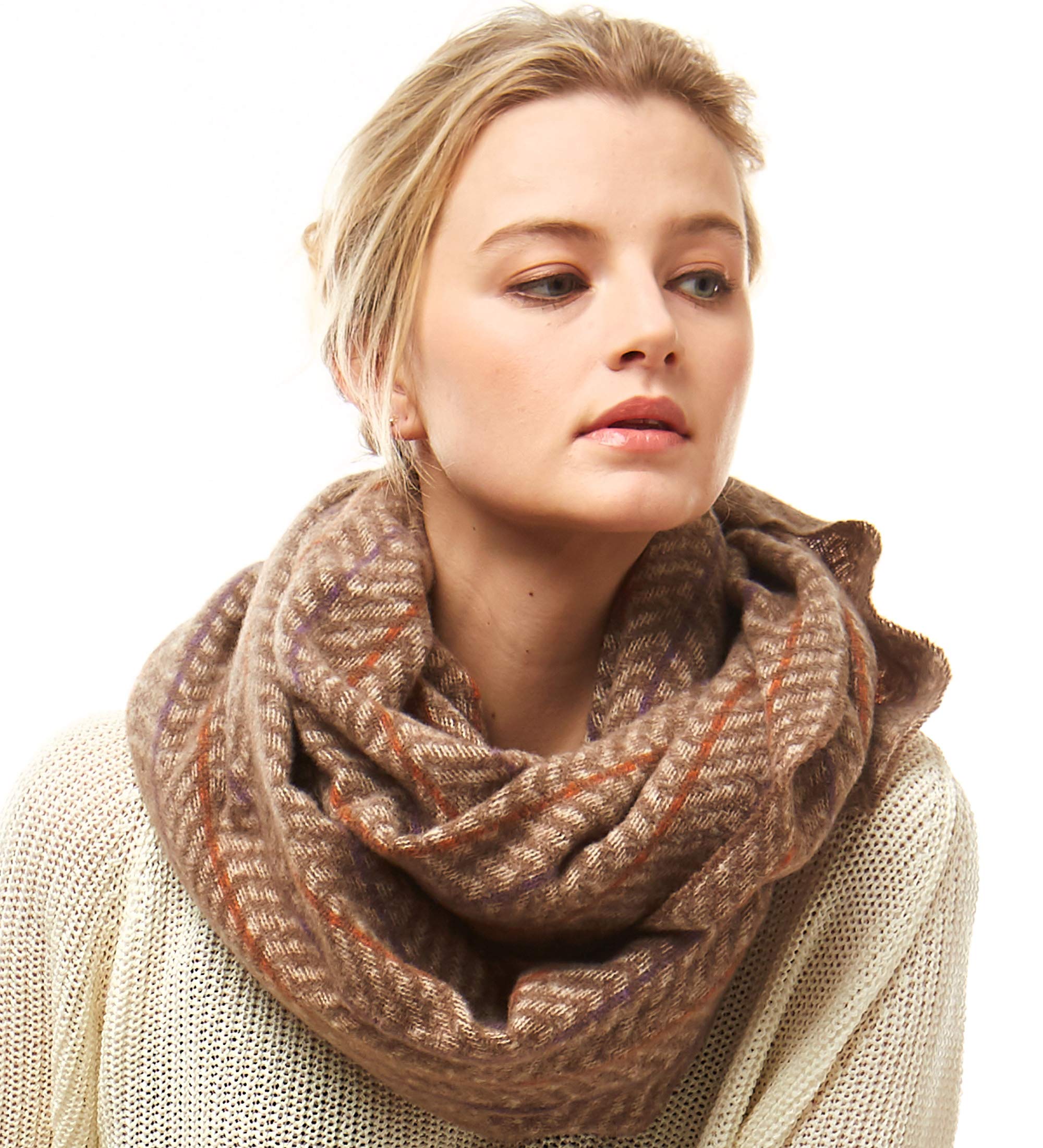 MIRMARU Women's Infinity Scarf - Soft & Warm Winter Loop Neck Warmer - Fashionable Knit Scarves in Multiple Colors & Patterns - Perfect for Cold Weather, Office, Travel & Gift Giving
