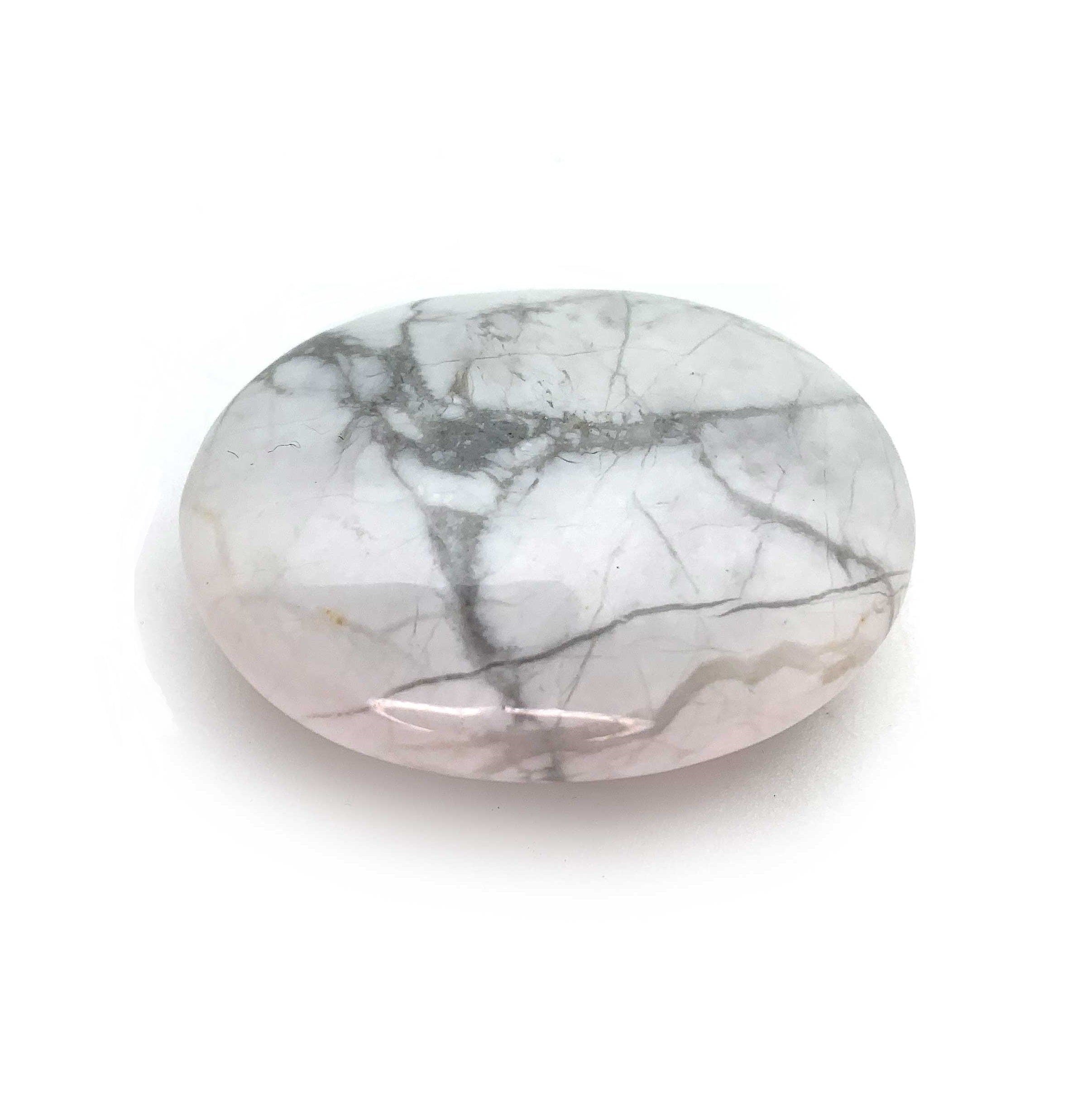 Howlite Palm Stone - Natural Healing Crystal for Stress Relief, Meditation & Anxiety - Perfect for Yoga, Reiki & Spiritual Practices