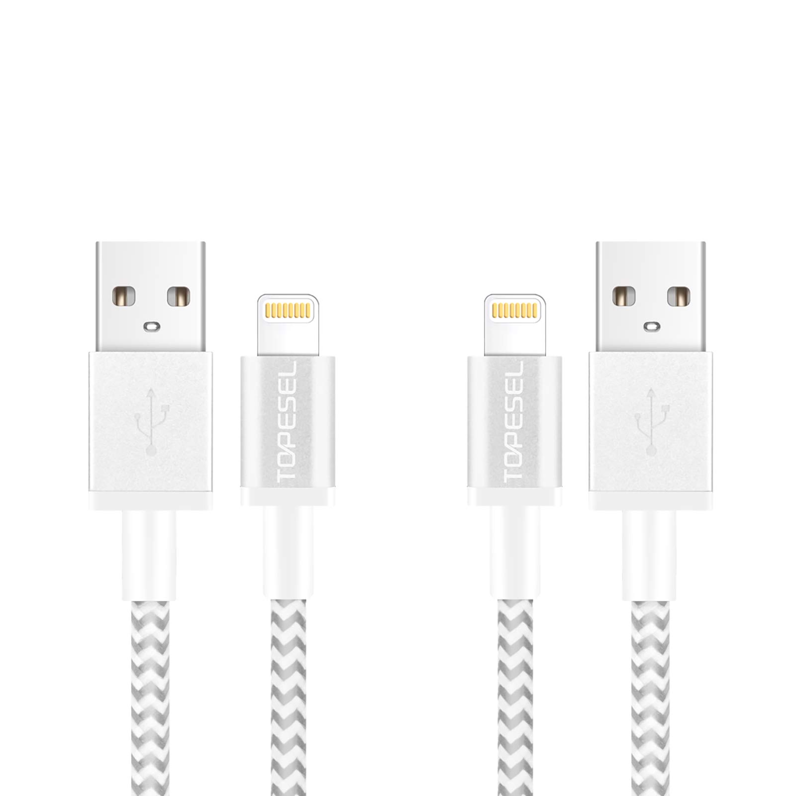 TOPESEL 2-Pack 6FT Nylon Braided Lightning Cable - Fast Charging & Sync for iPhone 14/13/12/11/X/8/7, iPad & More | Durable Extra Long USB to Lightning Cord for Home, Car & Travel