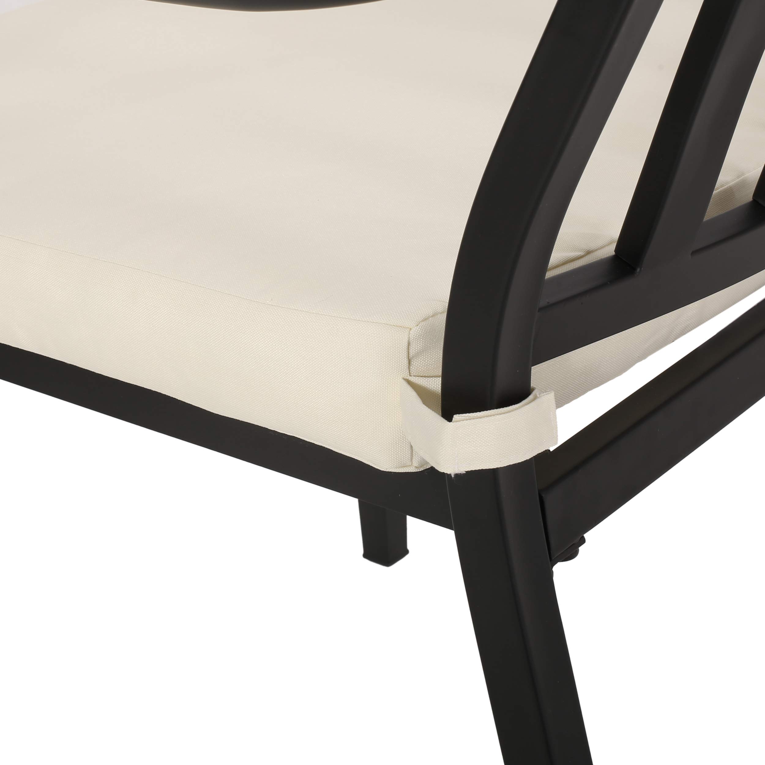 Christopher Knight Home Faithe Outdoor Dining Chairs (Set of 2) - Matte Black & Beige Weather-Resistant Patio Furniture for Garden, Poolside, and Backyard Dining