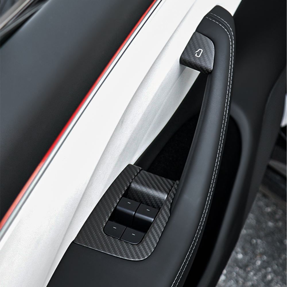 Premium Real Carbon Fiber Window Switch Trim Cover for Tesla Model 3 & Y | 2024+ Model 3 Highland (RHD/LHD Compatible) | Interior Upgrade & Luxury Car Accessory | Perfect for Car Enthusiasts & Tesla Owners