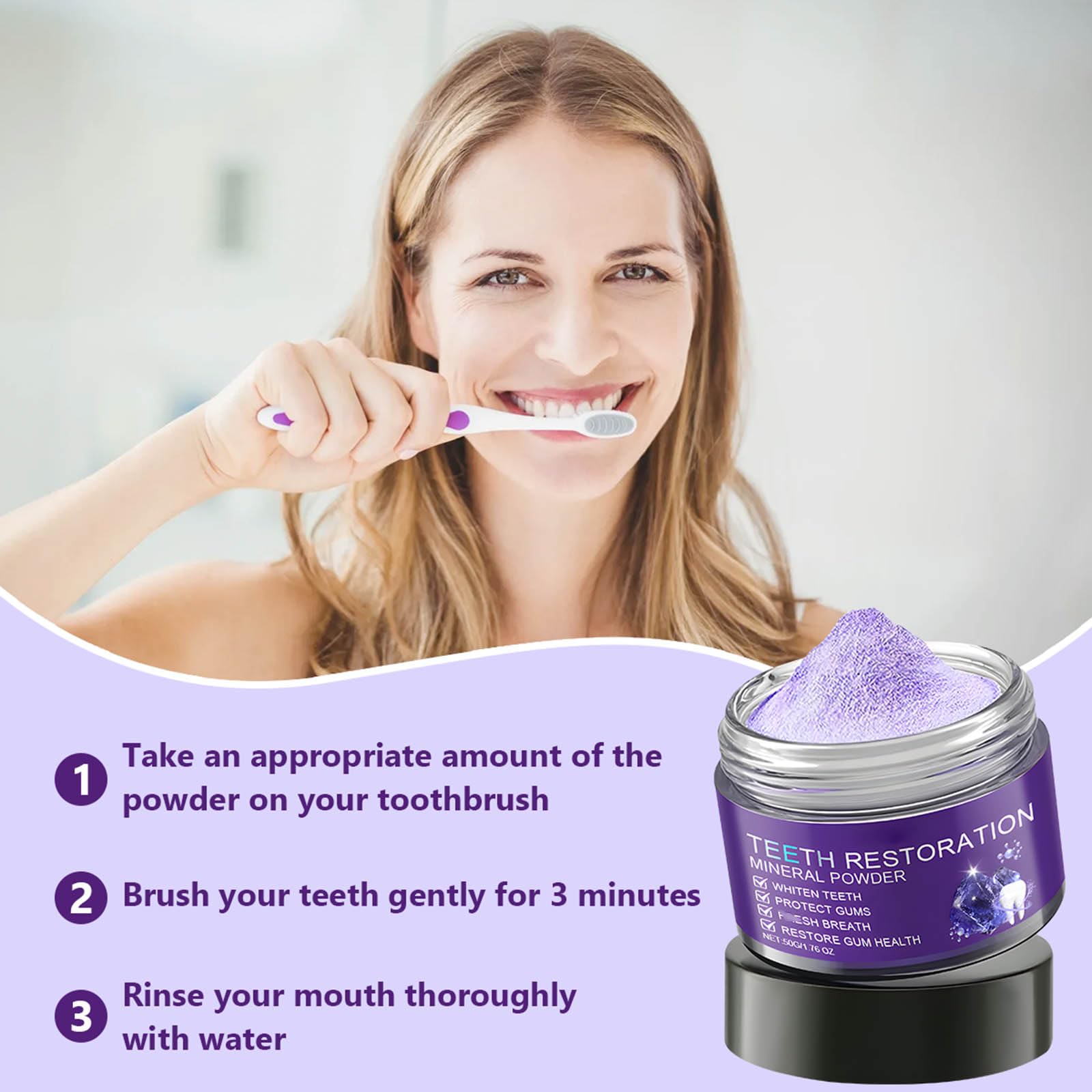 Natural Teeth Whitening & Strengthening Mineral Powder - Remineralizing Tooth Powder for Oral Care, Enamel Repair & Gum Health - Perfect for Daily Dental Hygiene & Sensitive Teeth Relief