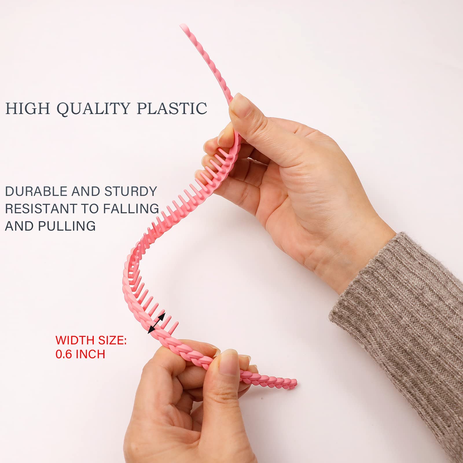 LAPOHI 10 Pack Non-Slip Plastic Headbands with Teeth for Women, Men & Teens - Fashion Hair Bands for Sports, Work, School & Everyday Use