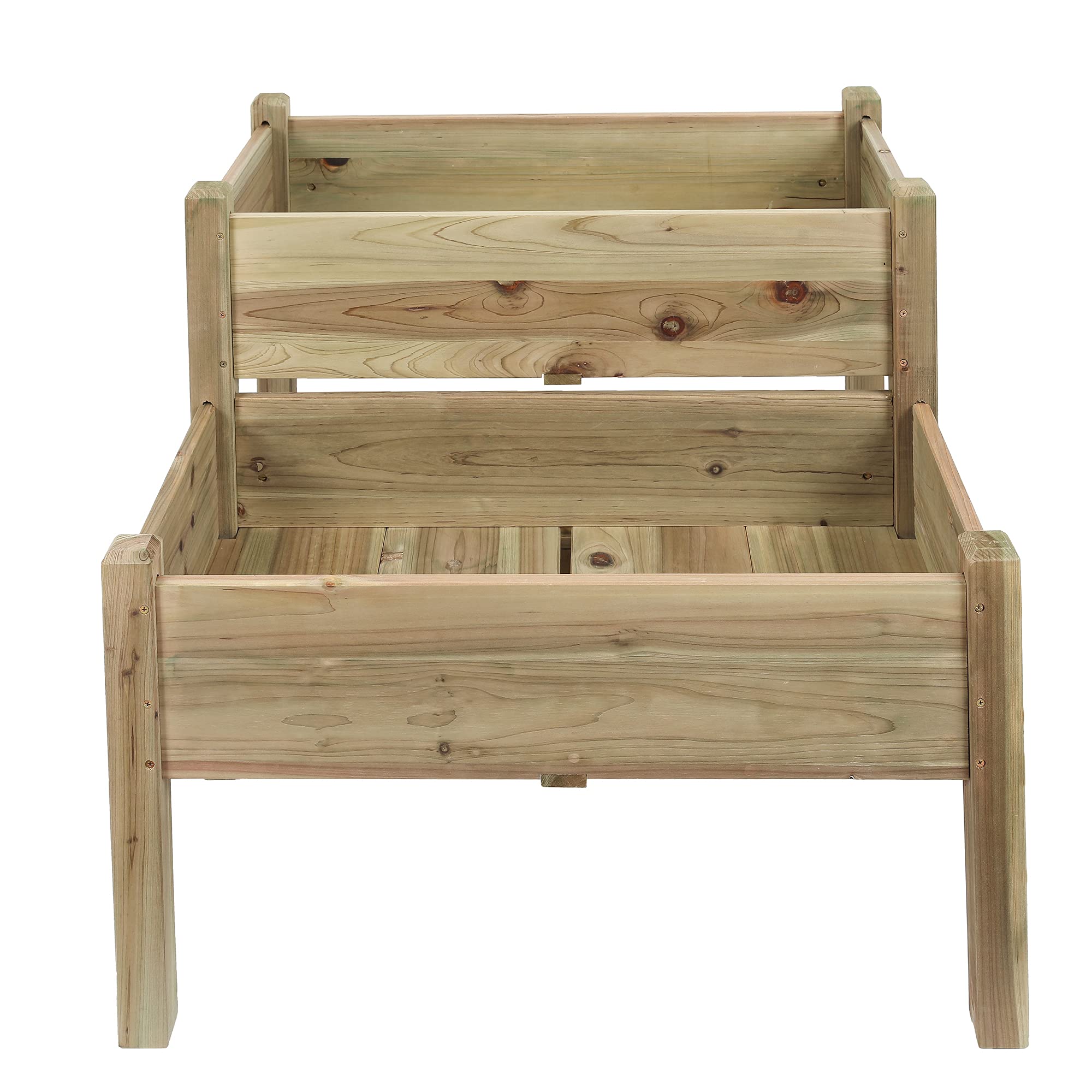 LuxenHome 2-Tier Elevated Wooden Garden Bed Kit - Raised Planter Box for Vegetables, Herbs & Flowers - Perfect for Backyard, Patio & Small Space Gardening