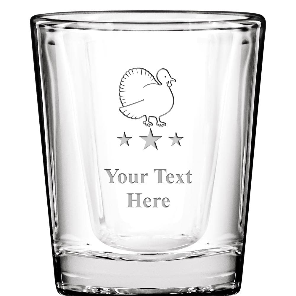 Personalized Turkey Shot Glasses - 2 oz Custom Laser Engraved Whiskey Glasses with Free Engraving - Perfect for Thanksgiving Parties, Bachelorette Gifts & Holiday Celebrations