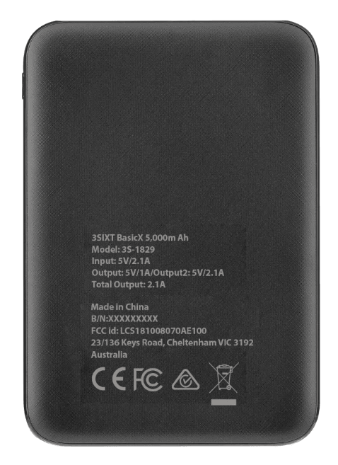 3sixT 5000mAh Ultra-Compact Portable Charger - Slim Power Bank for iPhone, Android & USB Devices - Perfect for Travel, Camping & Emergency Backup