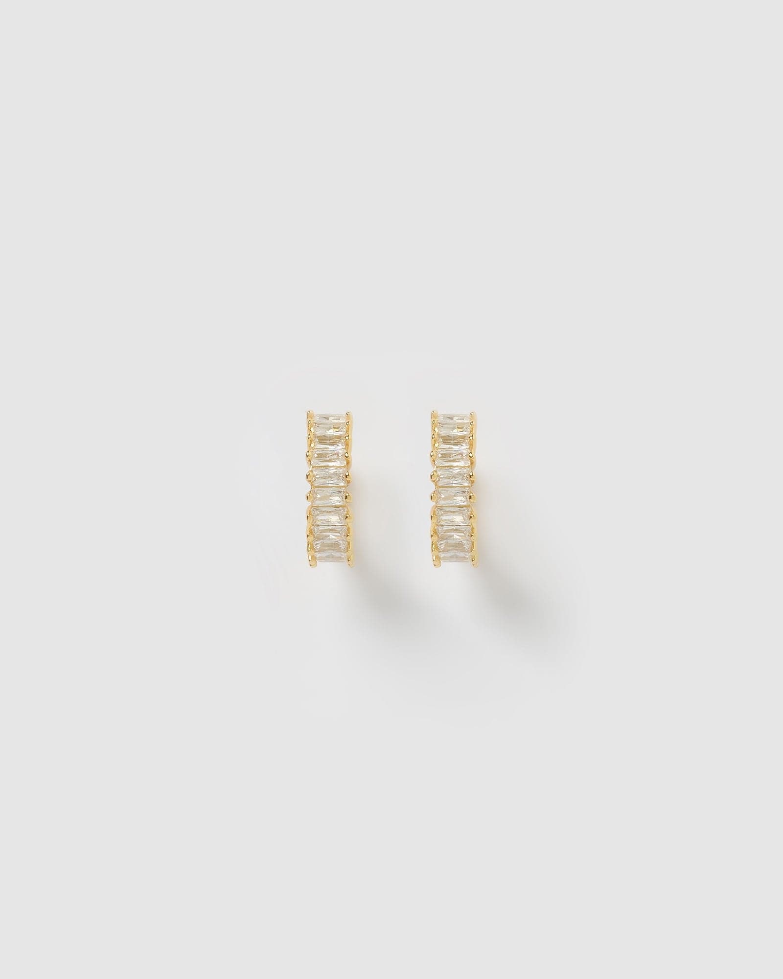 Izoa Celine Huggie Earrings - 14K Gold Plated Hoop Earrings with Clear Crystals, Minimalist Everyday Jewelry for Women | Perfect for Work, Date Night & Special Occasions