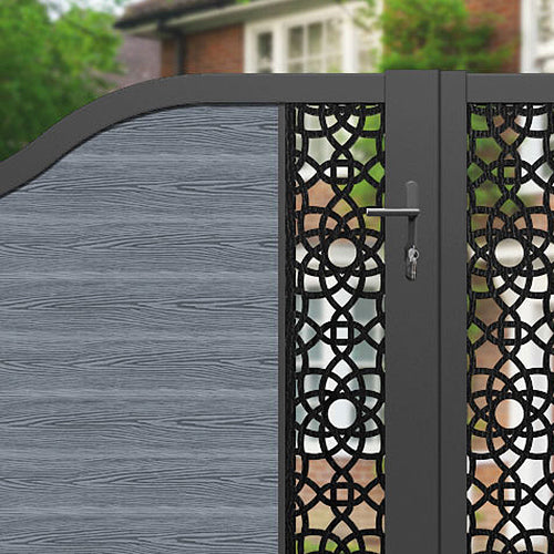 Classic Amber Curved Top Driveway Gate - Anthracite Finish with Middle & End Screen - Perfect for Residential & Commercial Property Security