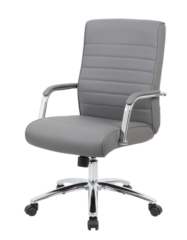 Boss Modern Executive Conference Chair - Ergonomic Office Chair with Ribbed Grey Fabric, High Back Support for Professionals - Perfect for Home Office, Conference Rooms & Executive Suites