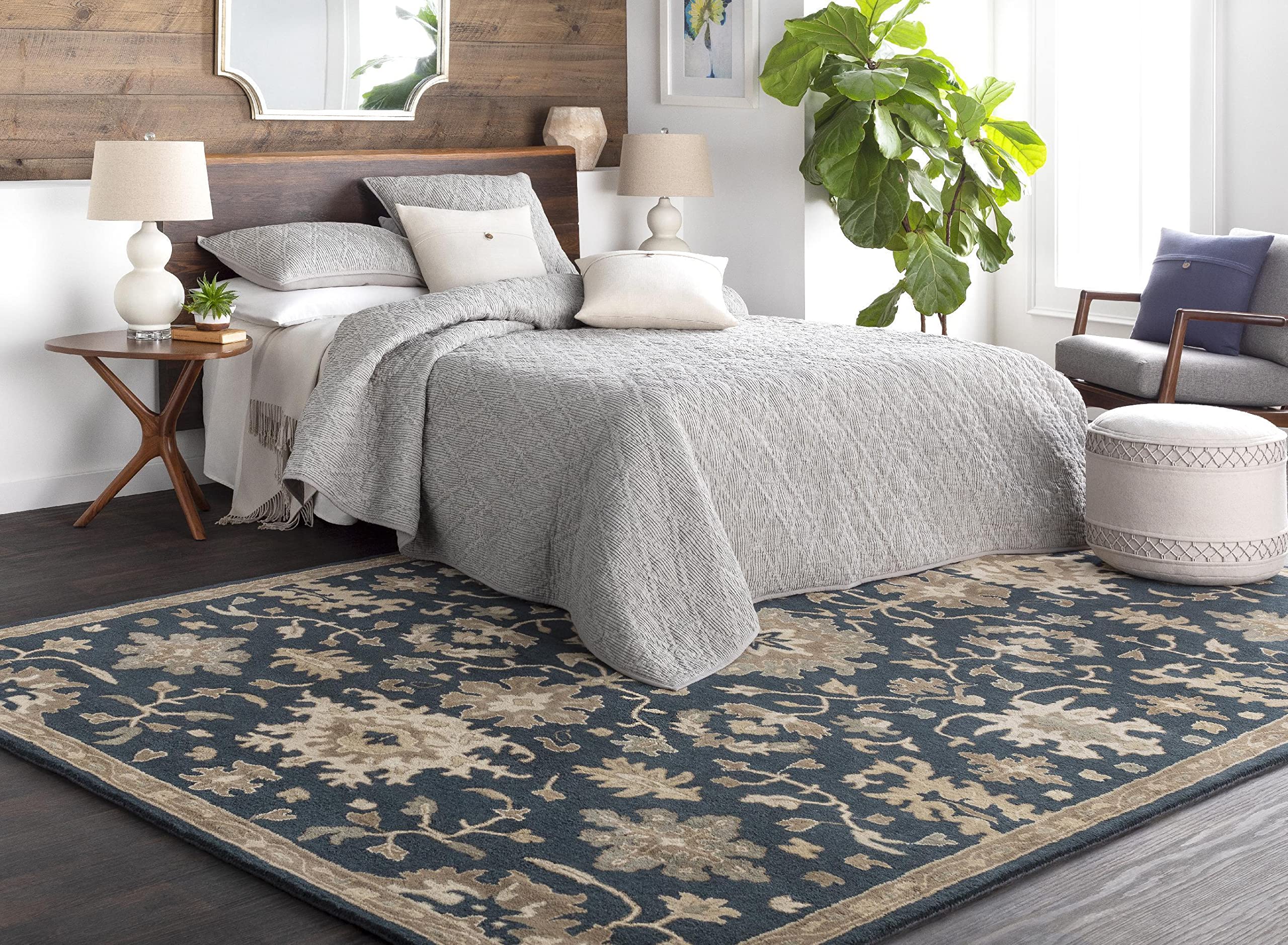 Mark&Day Traditional Navy Wool Rug 2x3 - Soft Blue Brown Beige Area Carpet for Living Room, Bedroom & Kitchen - Perfect for Cozy Home Decor & High Traffic Areas (2' x 3')