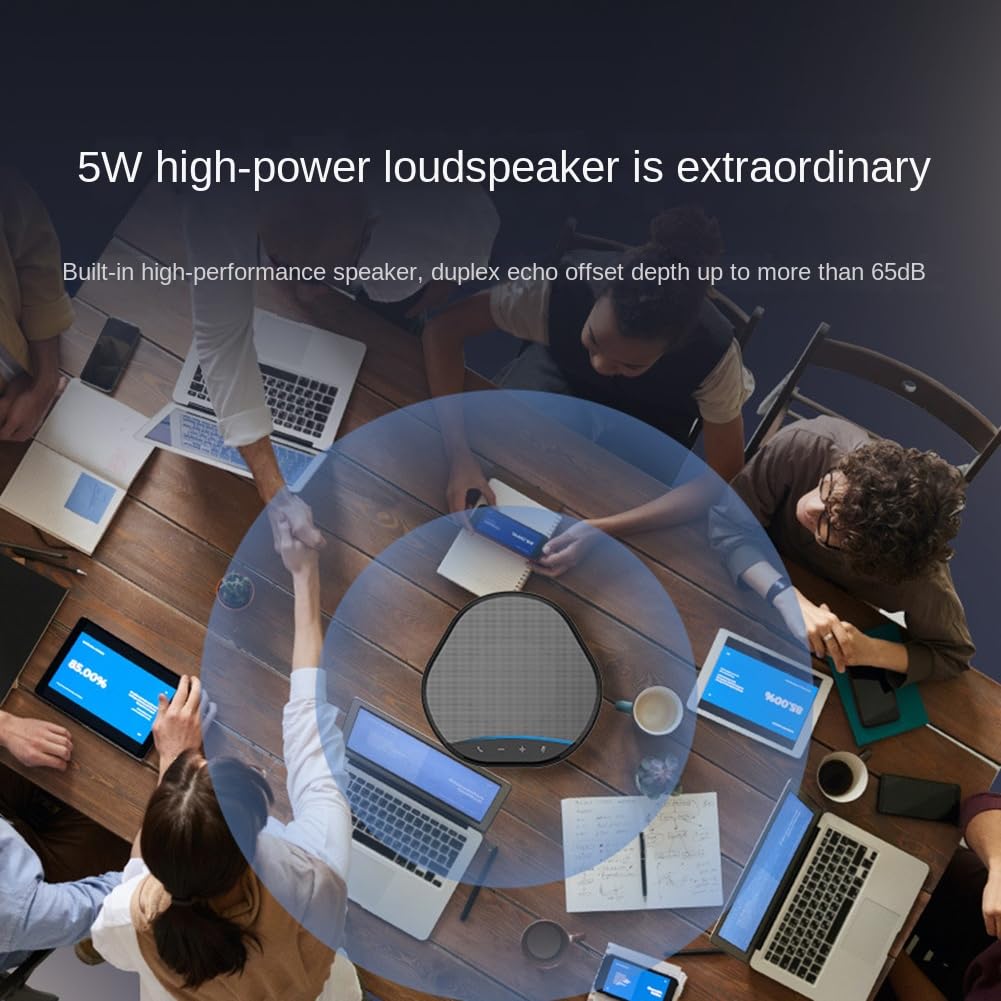 Kanylavy USB Video Conference Microphone Speaker - 360° Omnidirectional Noise Cancelling PC Computer Mic for Home Office, Online Meetings & Webinars | Crystal Clear Audio for Zoom, Teams & Skype Calls