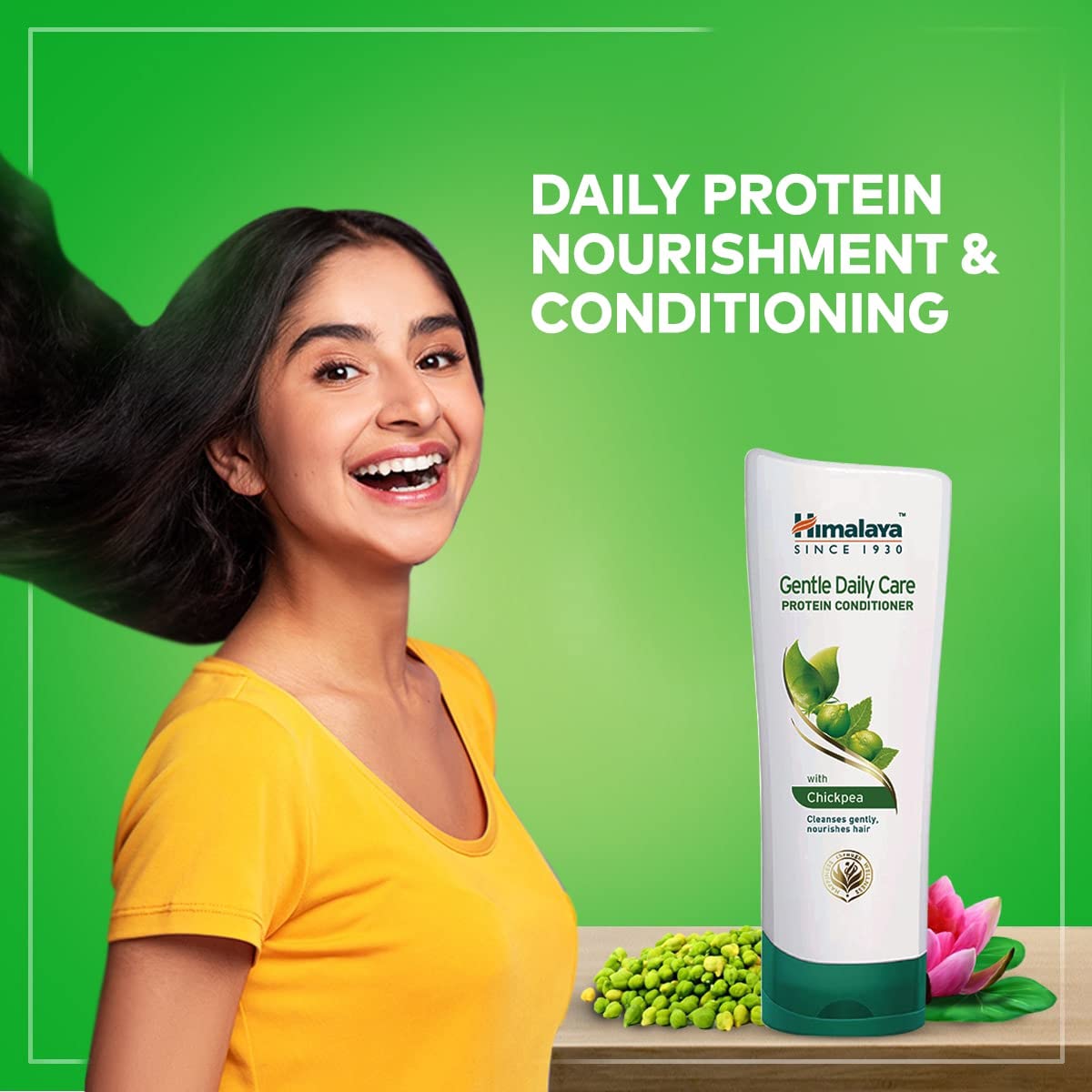 Himalaya Gentle Daily Care Protein Conditioner for Detangled & Silky Smooth Hair | Nourishing Dry Hair Treatment with China Rose, Lotus, Chickpea & Oats | Mild Daily Use Conditioner for Women & Men | 100ml | Perfect for Home, Travel & Salon Use
