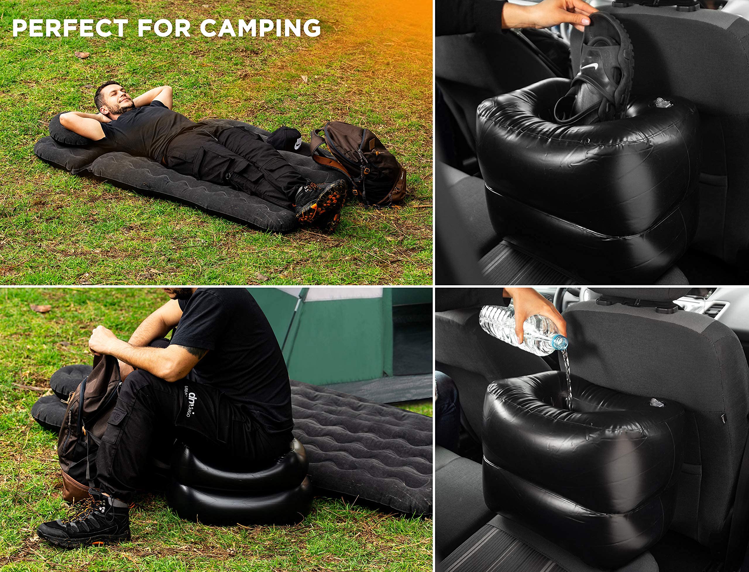 Inflatable Car Air Mattress for SUV, Truck & RV - Portable Travel Camping Bed with Pillows - Universal Back Seat Sleeping Mattress for Road Trips, Outdoor Adventures & Emergency Use (Pack of 1)