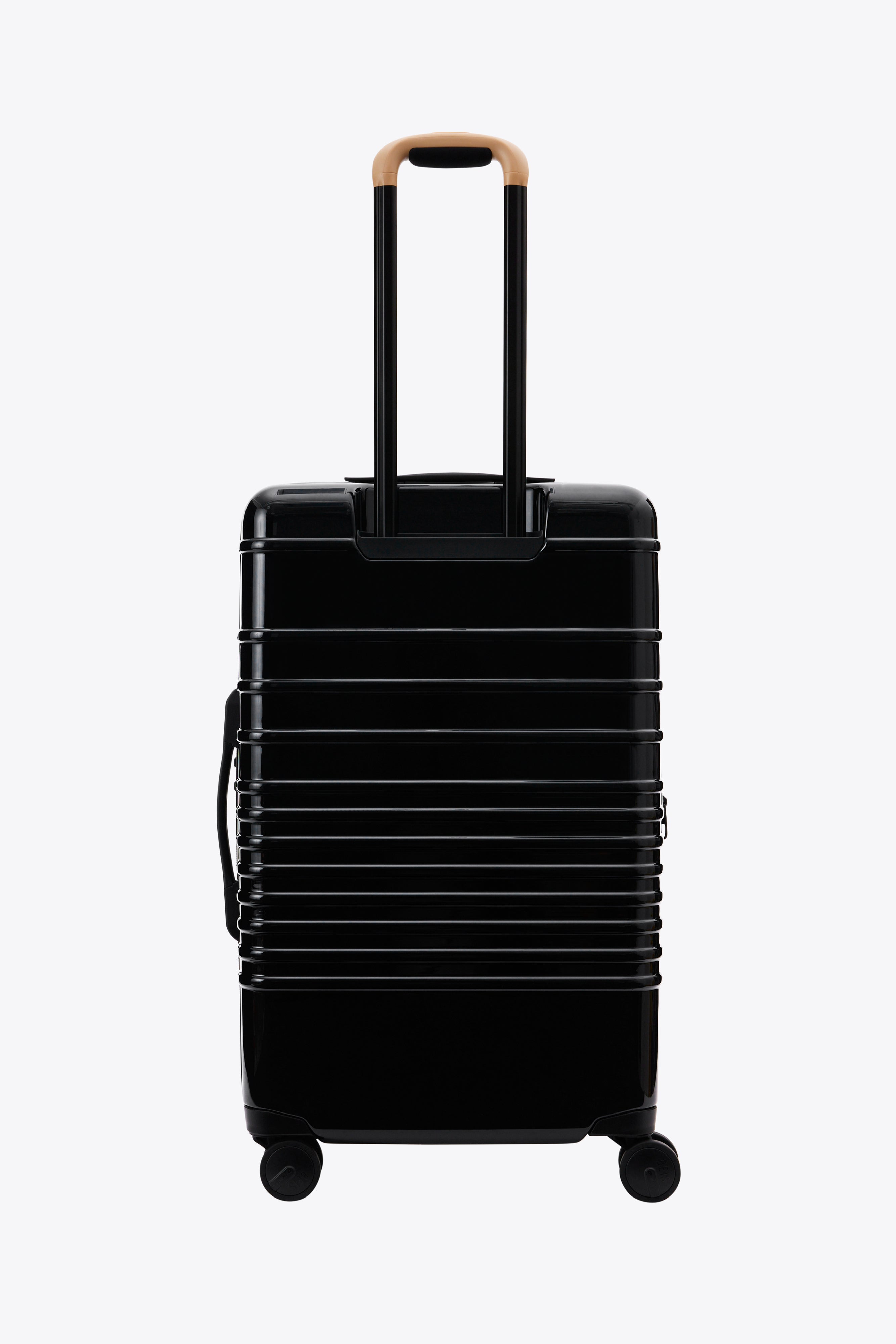Glossy Black Medium Check-In Roller Luggage - Perfect for Business Travel & Weekend Getaways