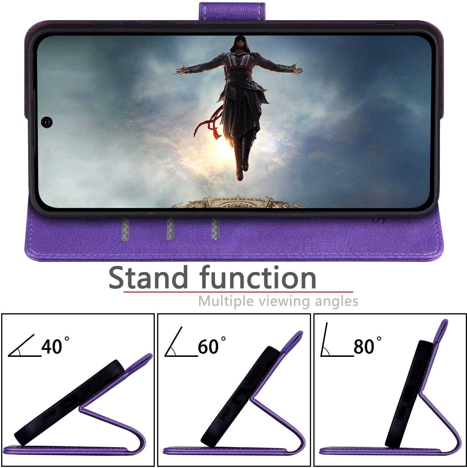 SUANPOT Samsung Galaxy S24 Ultra Wallet Case with RFID Blocking & Credit Card Holder - PU Leather Flip Book Protective Cover for Women & Men (Purple) - Perfect for Travel, Work & Everyday Use