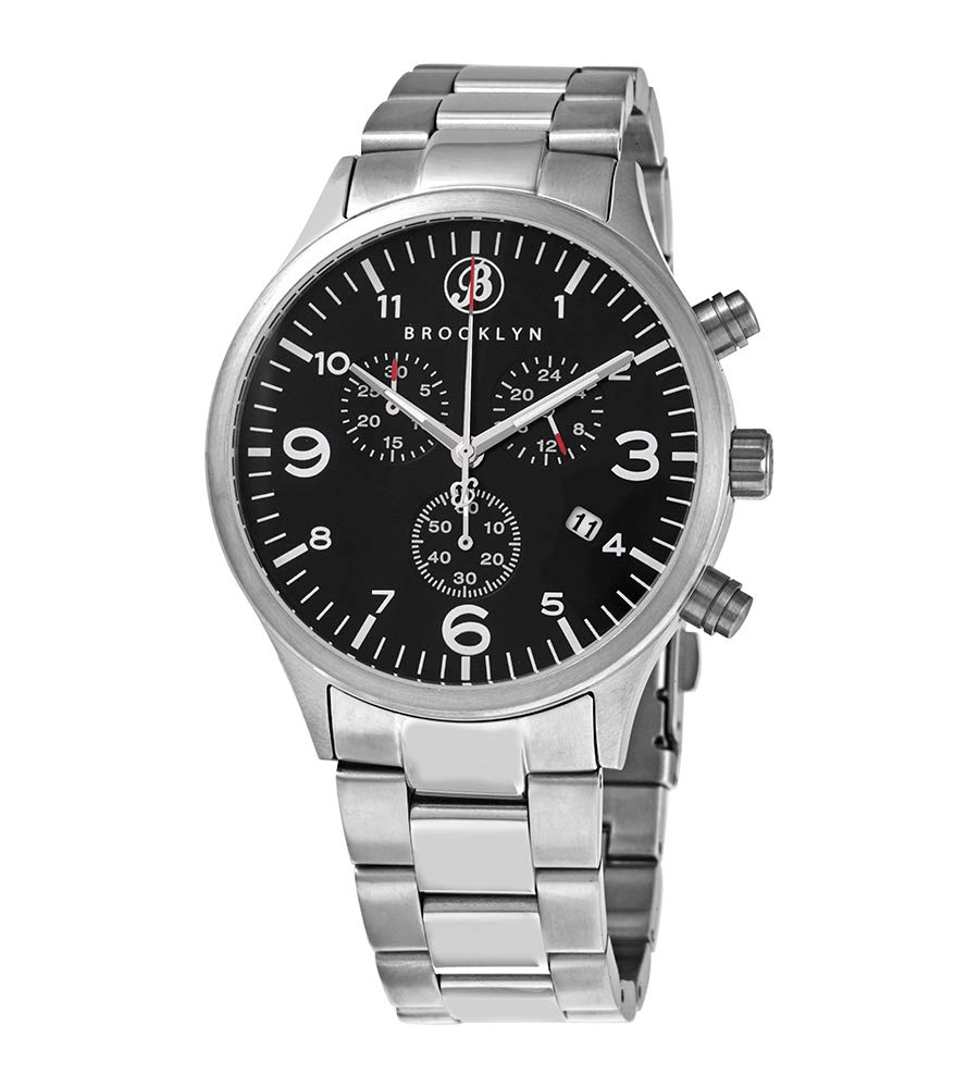 Brooklyn Watch Co. Bedford Brownstone Quartz Black Dial Men's Watch 308-BLK-3 | Classic Casual & Dress Timepiece for Business, Office & Formal Occasions