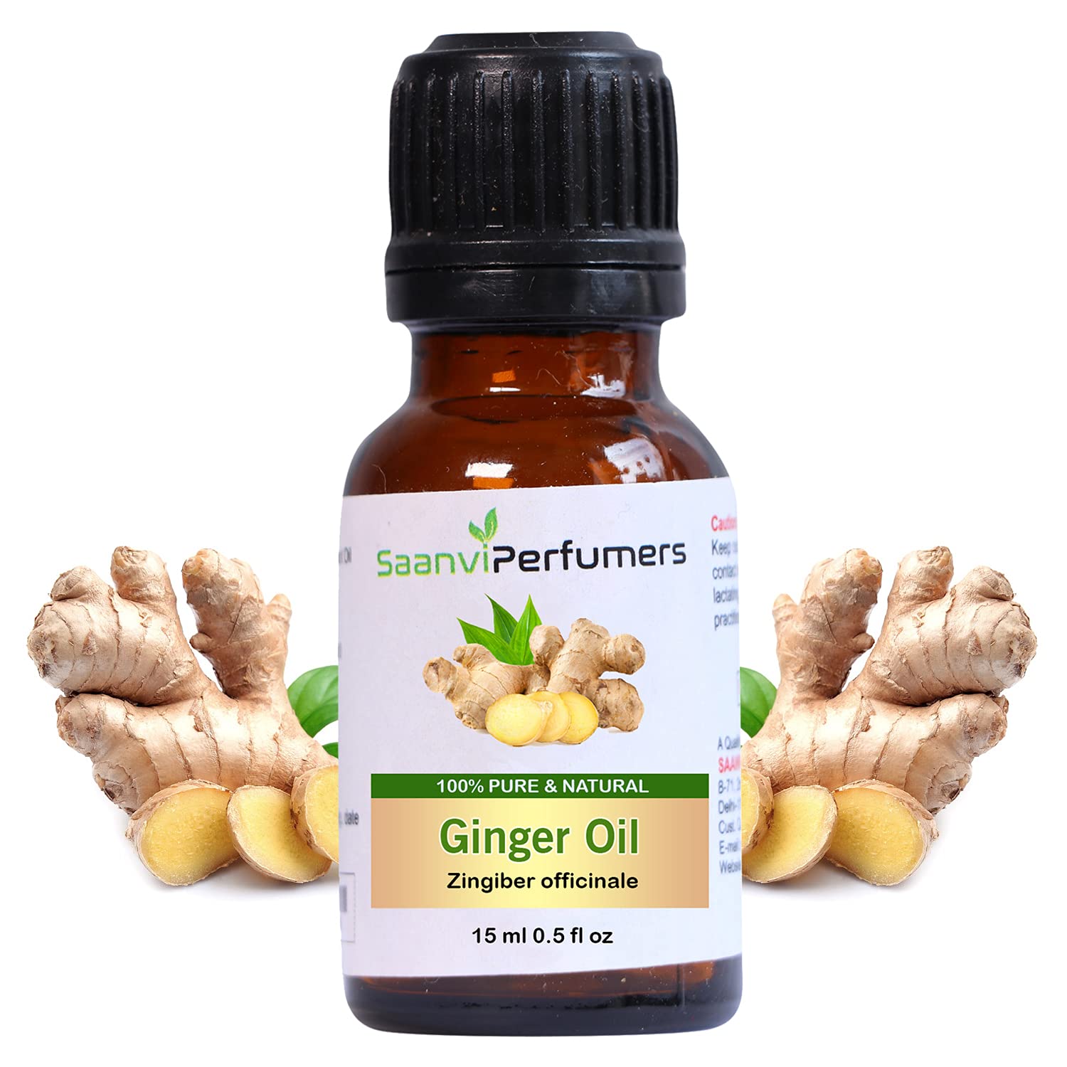 Saanvi Perfumers 100% Pure Natural Ginger Essential Oil 15ml - Undiluted for Body, Skin Care, Hair Growth, Pain Relief & Digestive Health | Perfect for Aromatherapy, Massage & DIY Beauty Recipes