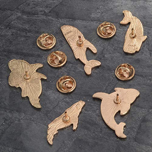 5-Piece Cute Cartoon Enamel Pin Set - Punk Brooches & Lapel Pins for Women, Girls & Kids - Whale Design - Costume, Clothing & Bag Accessories - Perfect for School, Gifts & Fashion Outfits