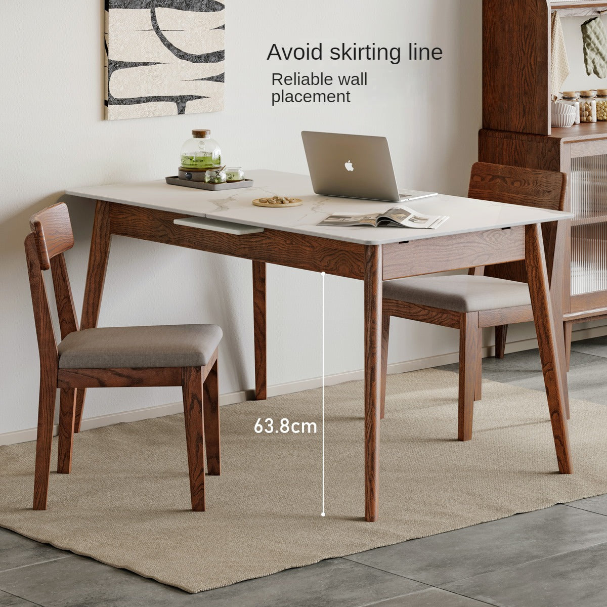 Solid Oak Wood Extendable Dining Table - Expandable Farmhouse Table for Kitchen, Dining Room & Small Spaces | Rustic Home Decor & Space-Saving Solution