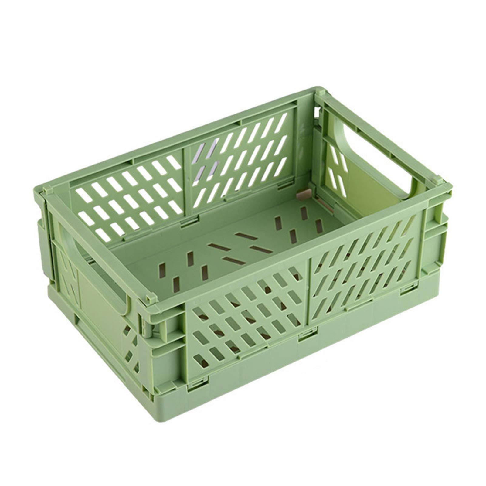 Collapsible Plastic Storage Bins - Foldable Stackable Organizer for Home, Garage & Office - Large Green Utility Bins for Closet, Pantry, Toy & Laundry Organization - Space Saving Storage Solution