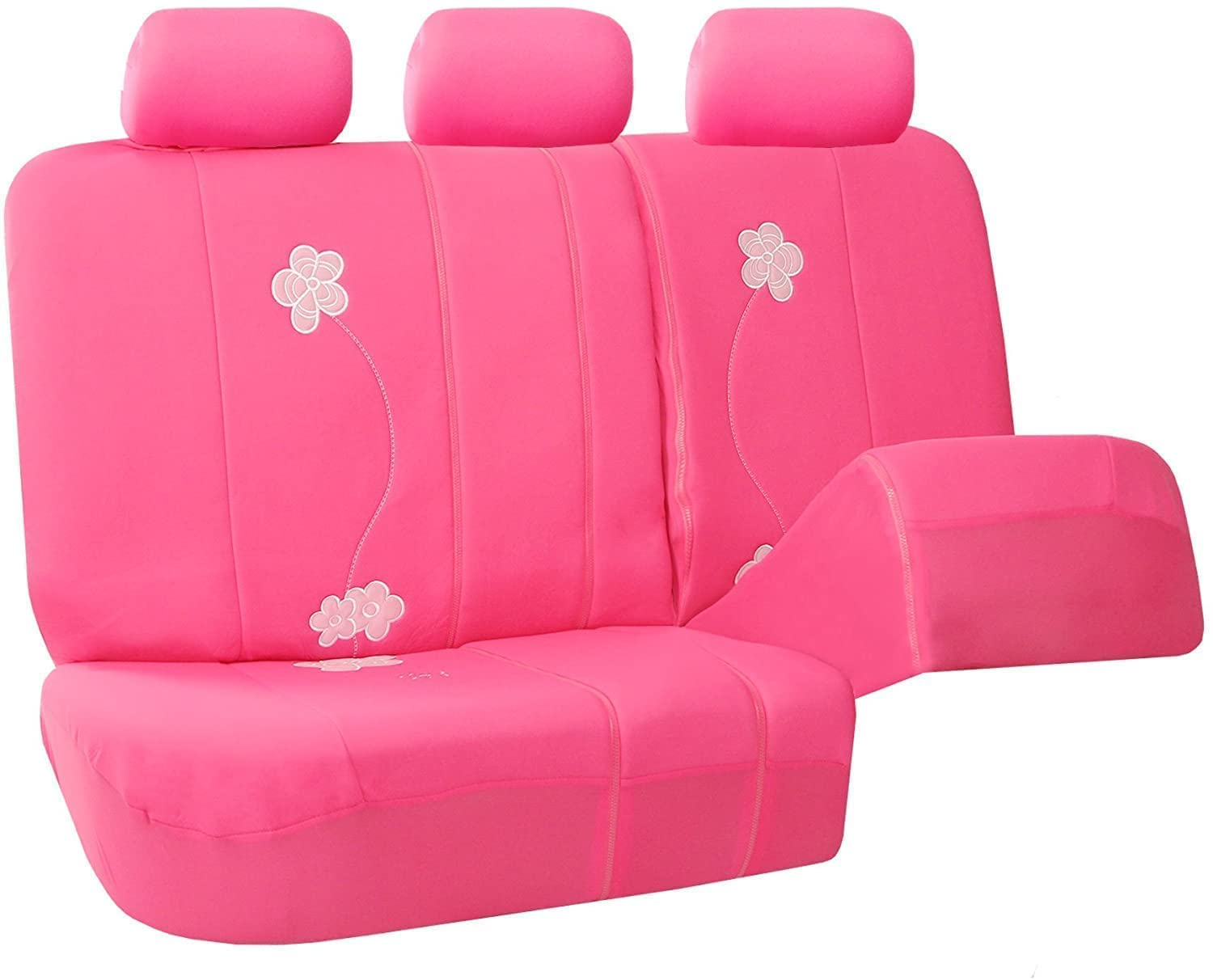 FH Group Full Set Car Seat Covers - Universal Fit Low Back Front & Split Bench Rear Seat Covers | Airbag Compatible & Machine Washable | for SUV, Sedan, Van (Pink) | Perfect for Daily Commute, Road Trips & Family Protection