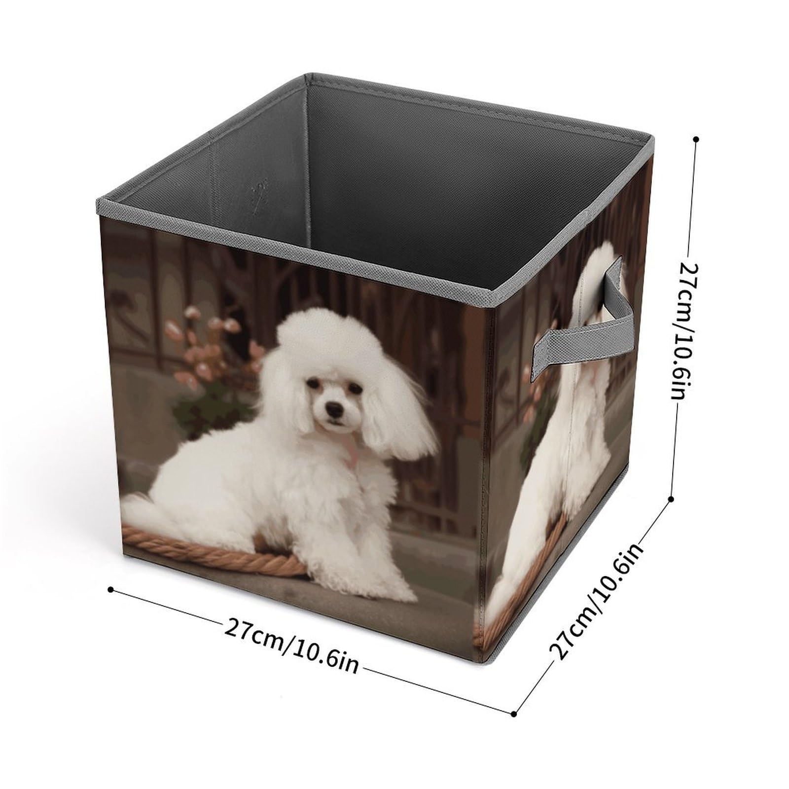 Collapsible Storage Bins with Handles - French Poodle Printed Organizing Baskets for Home, Office, Closet & Toy Storage - Space Saving Foldable Container Bin