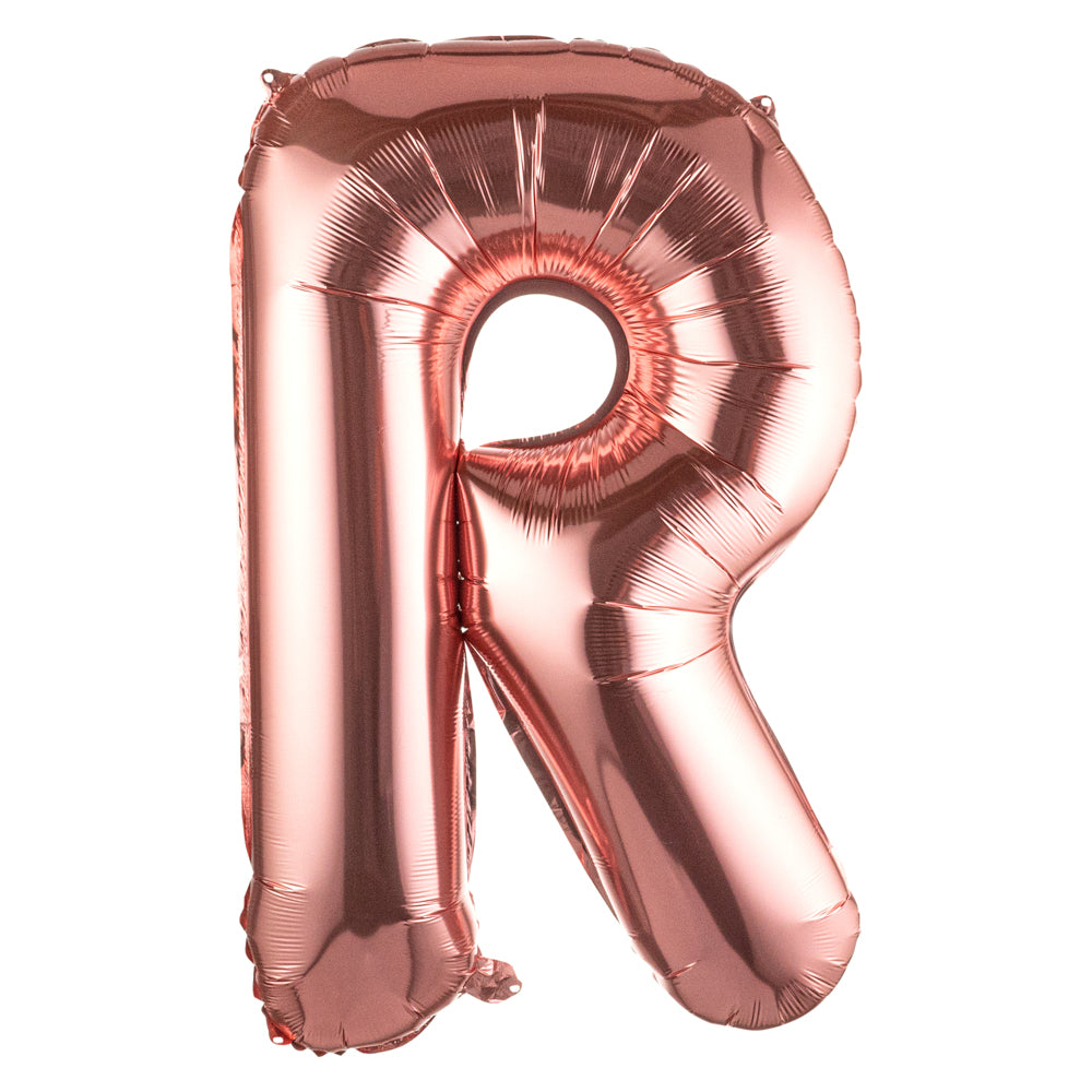 Rose Gold Mylar Letter R Balloon - 40 Inch Large Foil Balloon for Birthday Party Decorations, Wedding, Anniversary, Baby Shower & Special Events - 1 Count Box