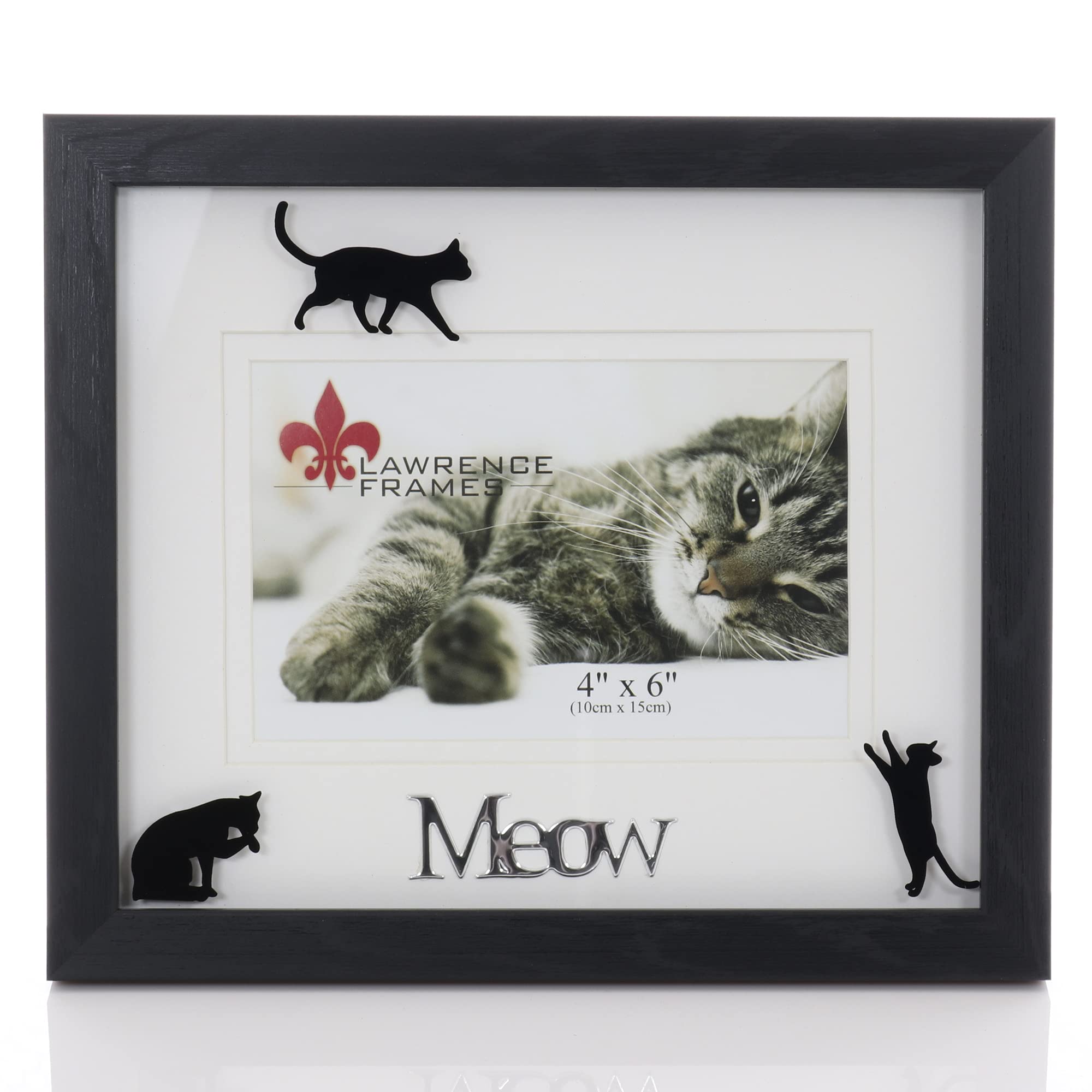 Lawrence Frames Walnut Wood 4x6 Cat Picture Frame with Mat - Elegant Shadow Box Display for Cat Photos, Perfect for Home Decor & Pet Memorials