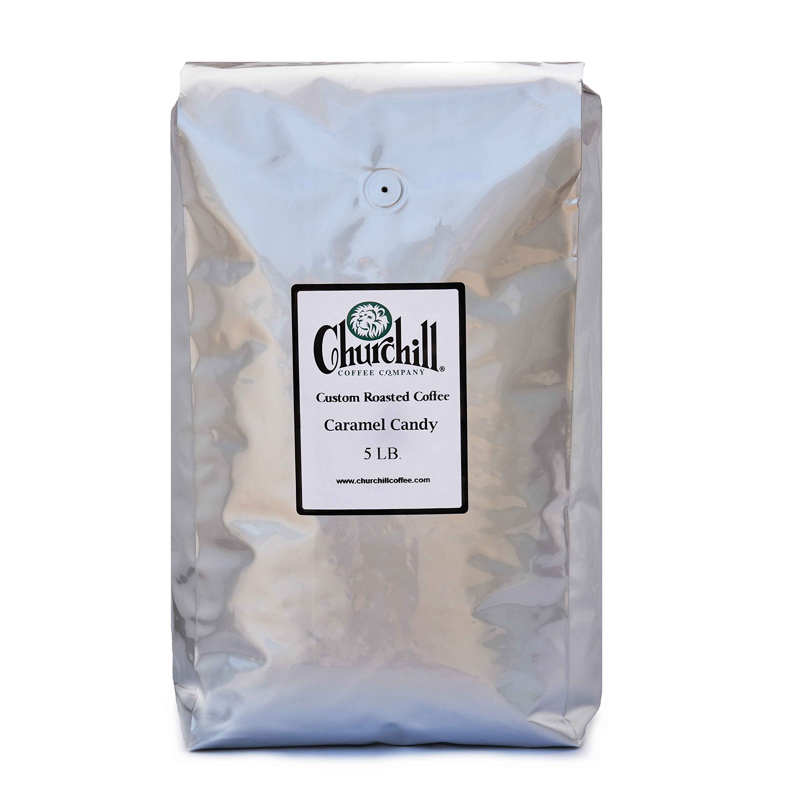 Churchill Coffee Caramel Candy 5 lb Bag - Decaf Ground Coffee for Home, Office & Cafes | Rich Flavor & Aromatic Blend