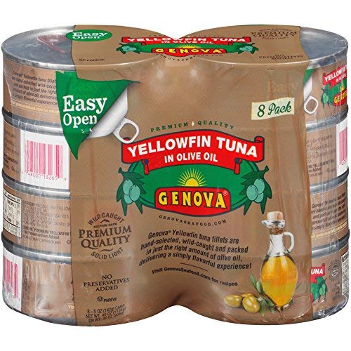 Premium Genova Yellowfin Tuna in Extra Virgin Olive Oil - 5 oz Cans (Pack of 8, Set of 3) | Wild Caught, High Protein, Keto & Paleo Friendly | Perfect for Salads, Sandwiches & Meal Prep