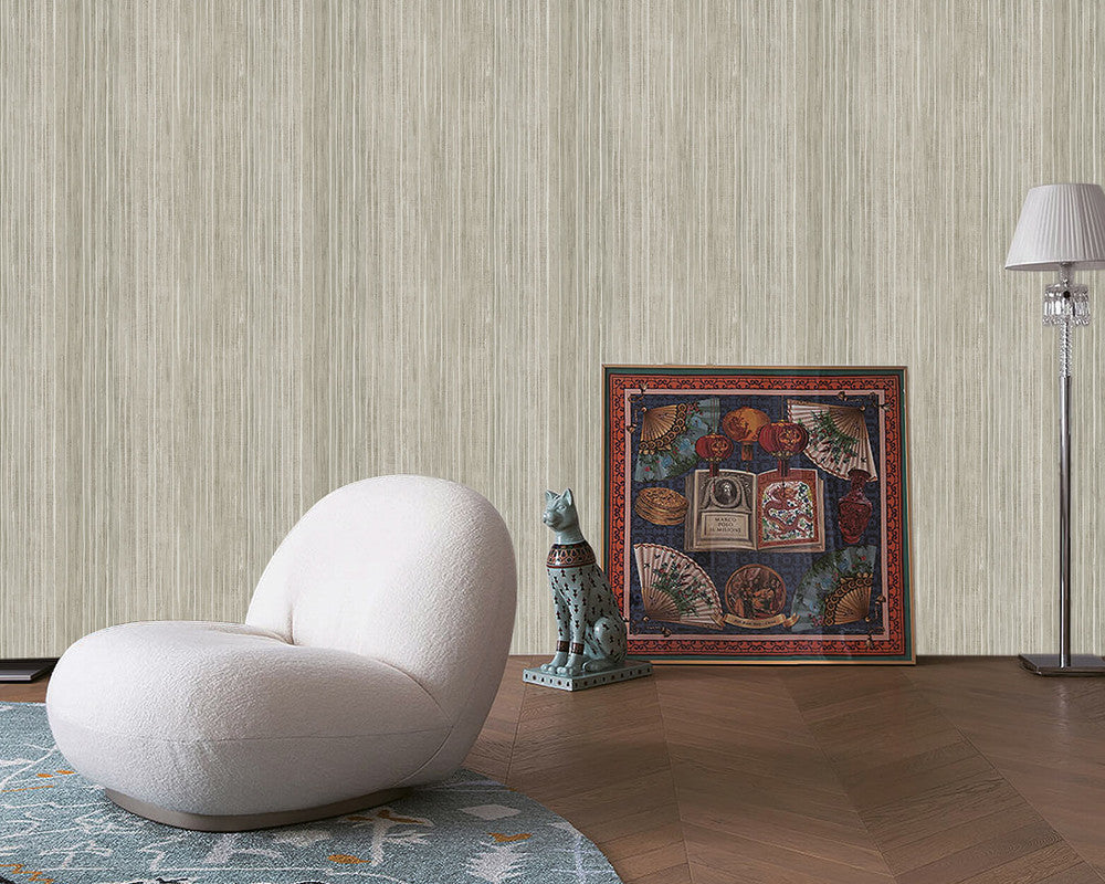 Beige Vertical Stripe Wallpaper - Modern Peel & Stick Removable Wallpaper for Living Room, Bedroom, Office Decor