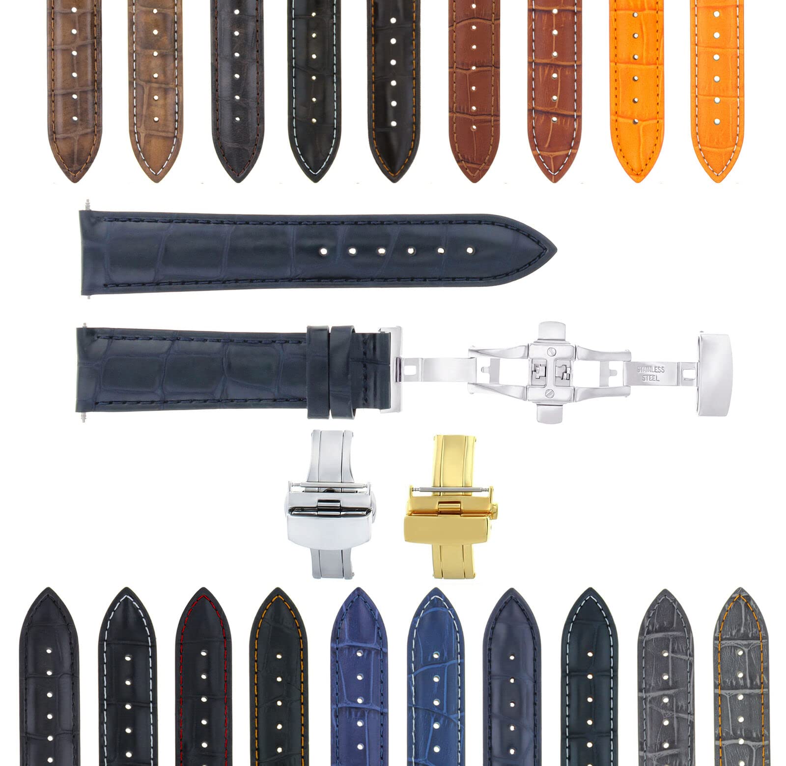 17-24mm Genuine Leather Watch Band Strap Replacement for Rolex - Premium Deployment Clasp - Perfect for Business, Casual & Formal Occasions