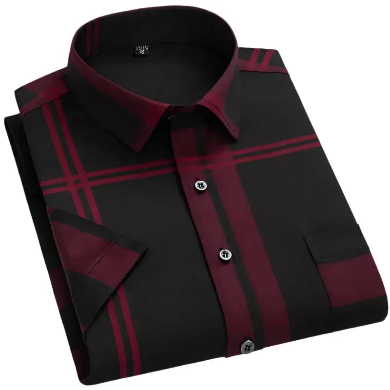 Men's Summer Striped Shirt - Breathable Casual Short Sleeve Button Down for Outdoor Activities & Beach Wear