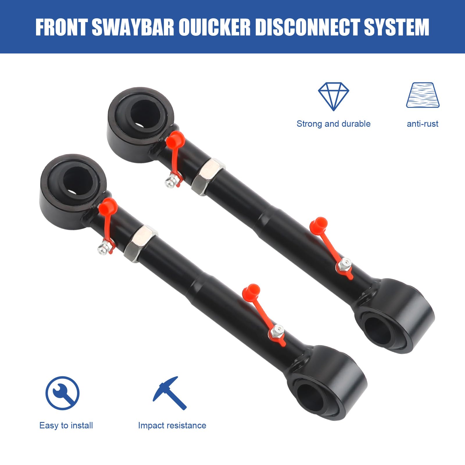 Jeep Wrangler TJ & Cherokee XJ Quick Disconnect Sway Bar Links - Compatible with 1998-2006 Jeep Wrangler TJ & 1984-2001 Cherokee XJ - Adjustable 2.5