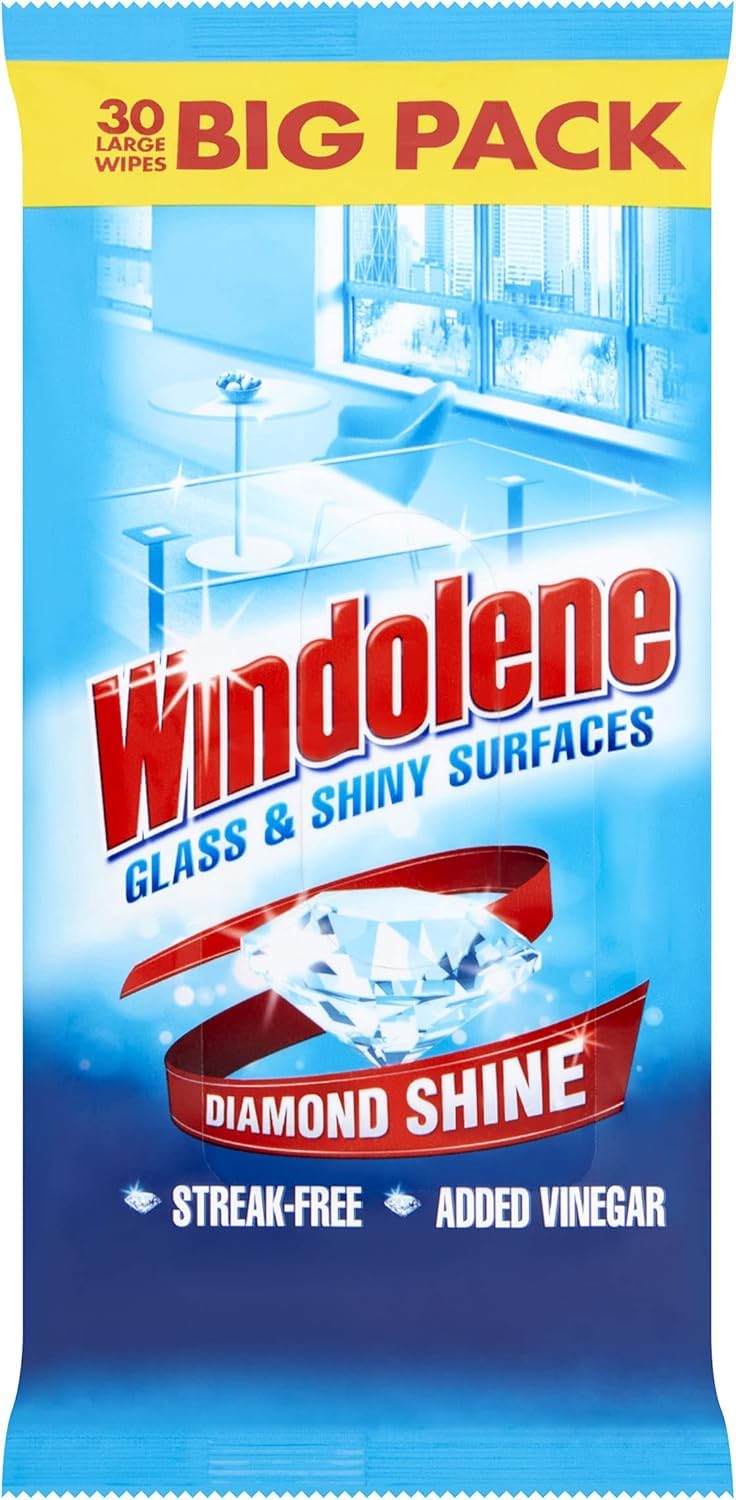 **Windolene Glass & Shiny Surface Cleaning Wipes - Pack of 3 | Streak-Free Window Cleaner for Windows, Mirrors, Cars & More | Perfect for Home, Office & Auto Glass Care**