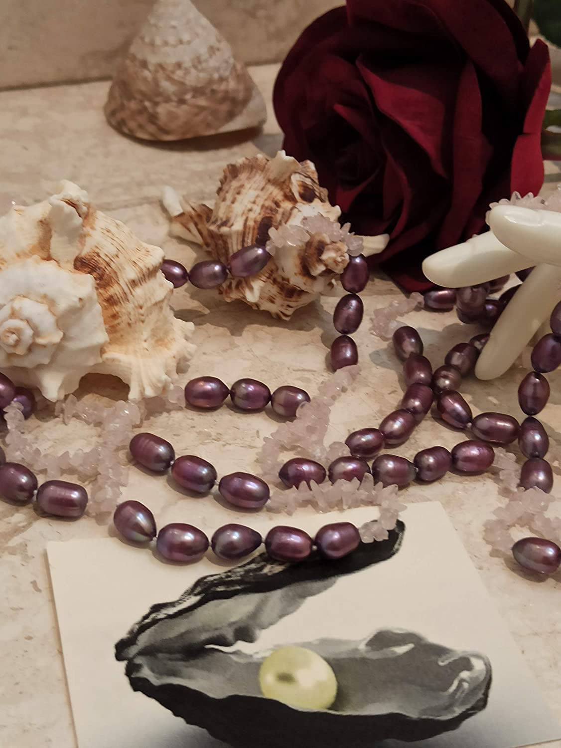 Luxury Natural Amethyst Pearl Necklace for Women - 62